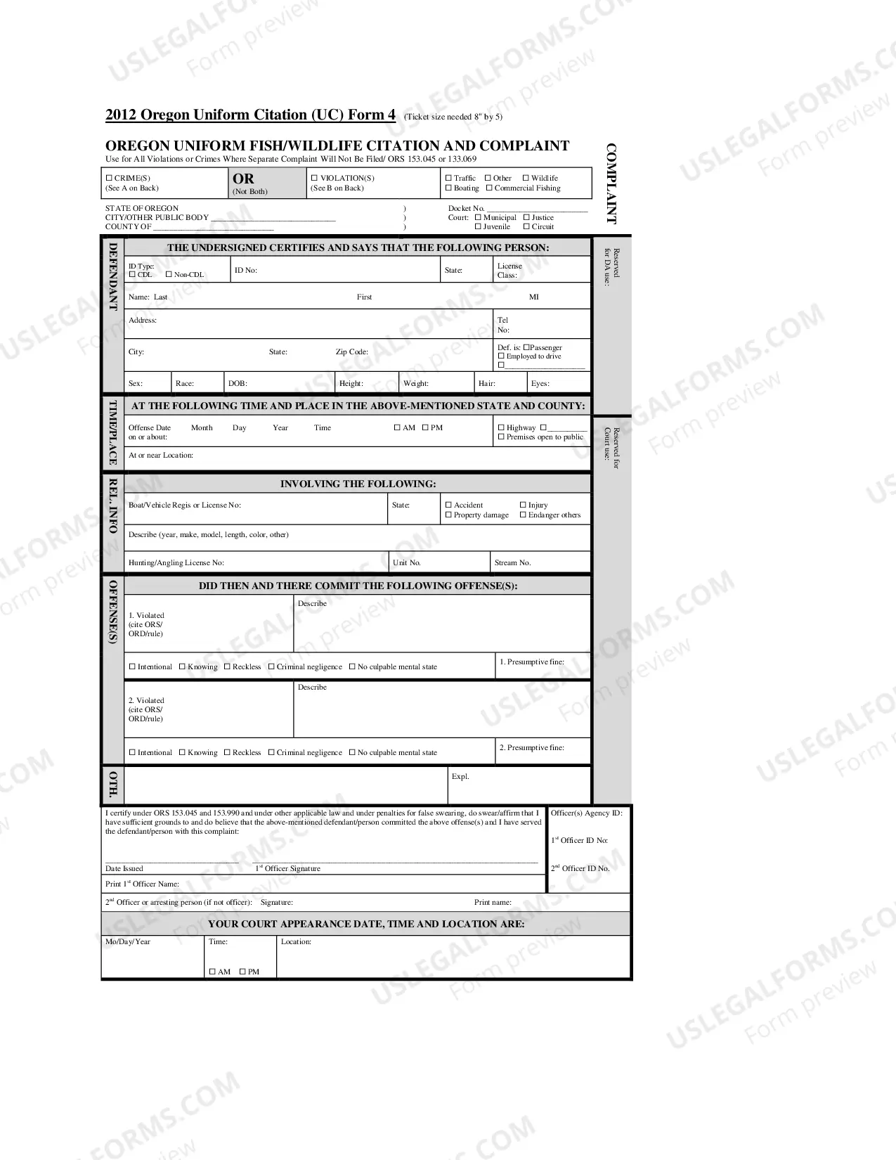 Preview Uniform Citation Forms