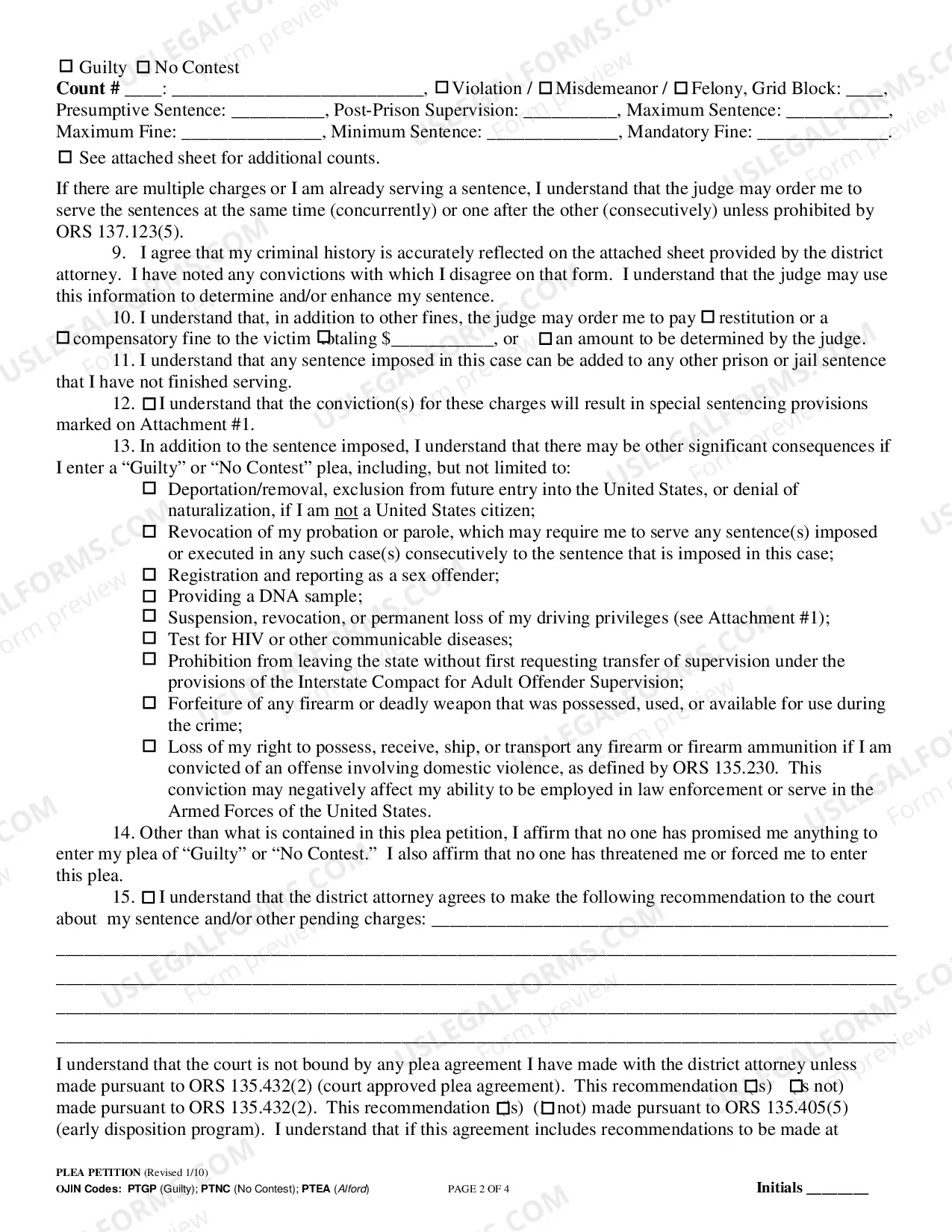 Preview Uniform Plea Petition