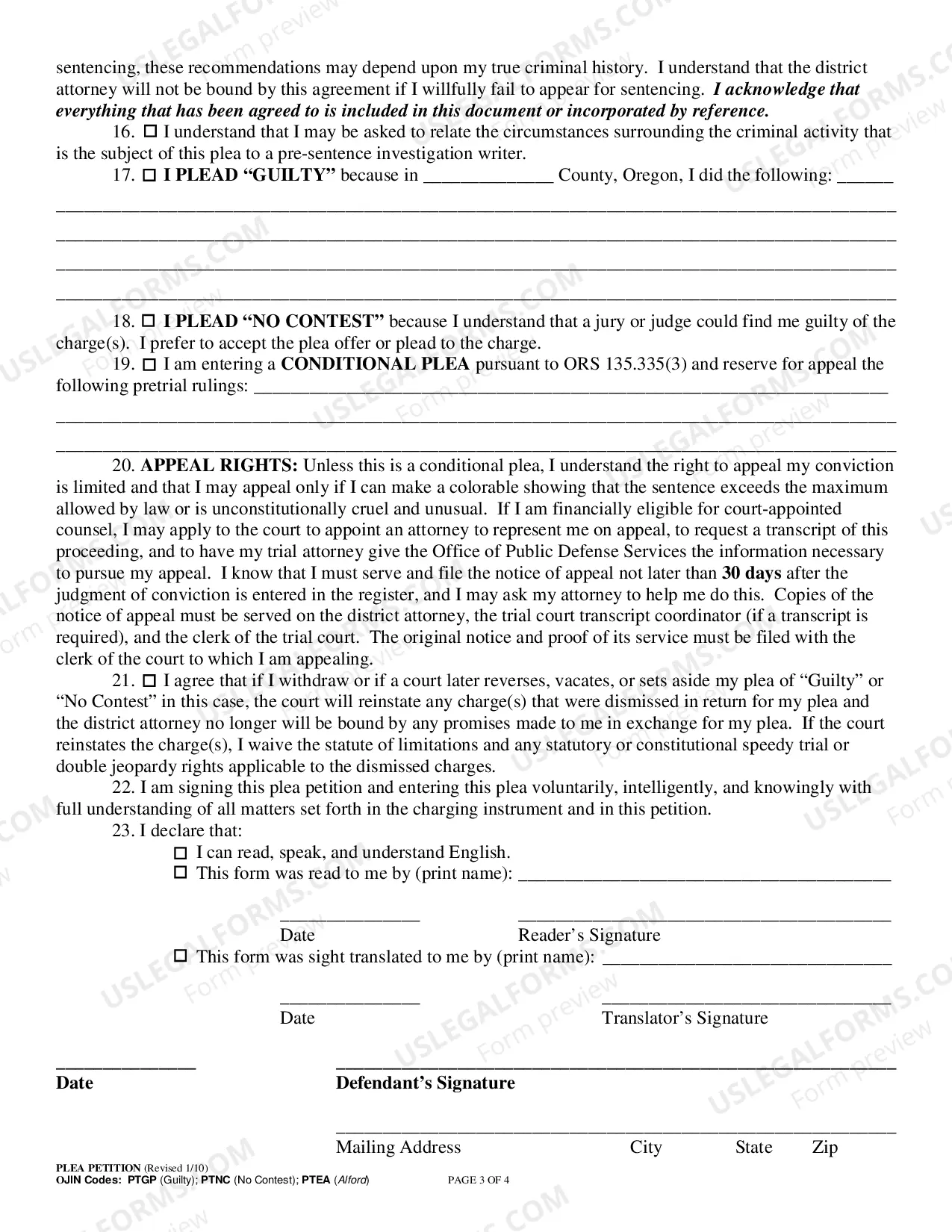 Preview Uniform Plea Petition