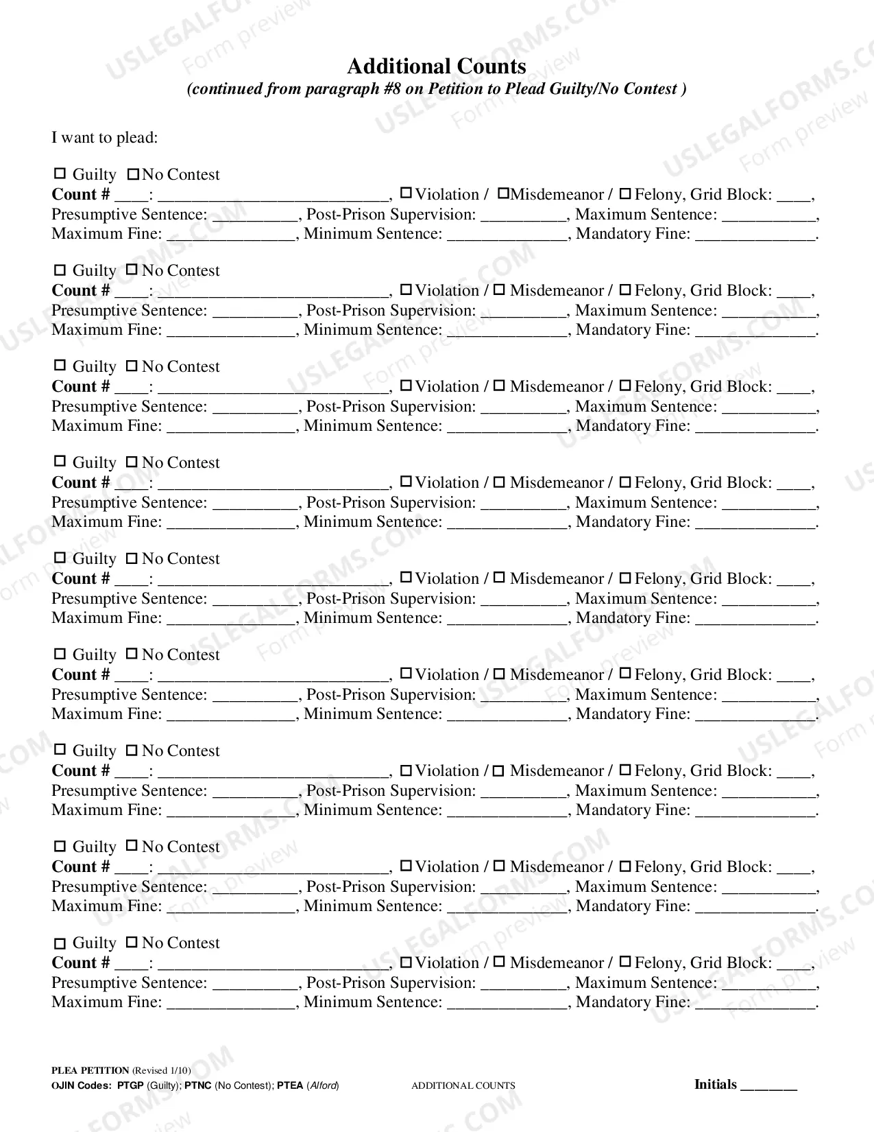 Preview Uniform Plea Petition