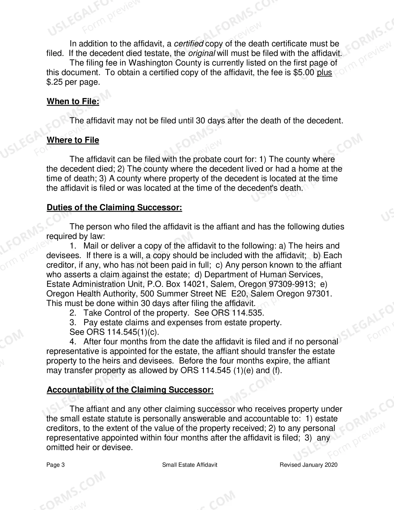 Preview Small Estate Affidavit Information