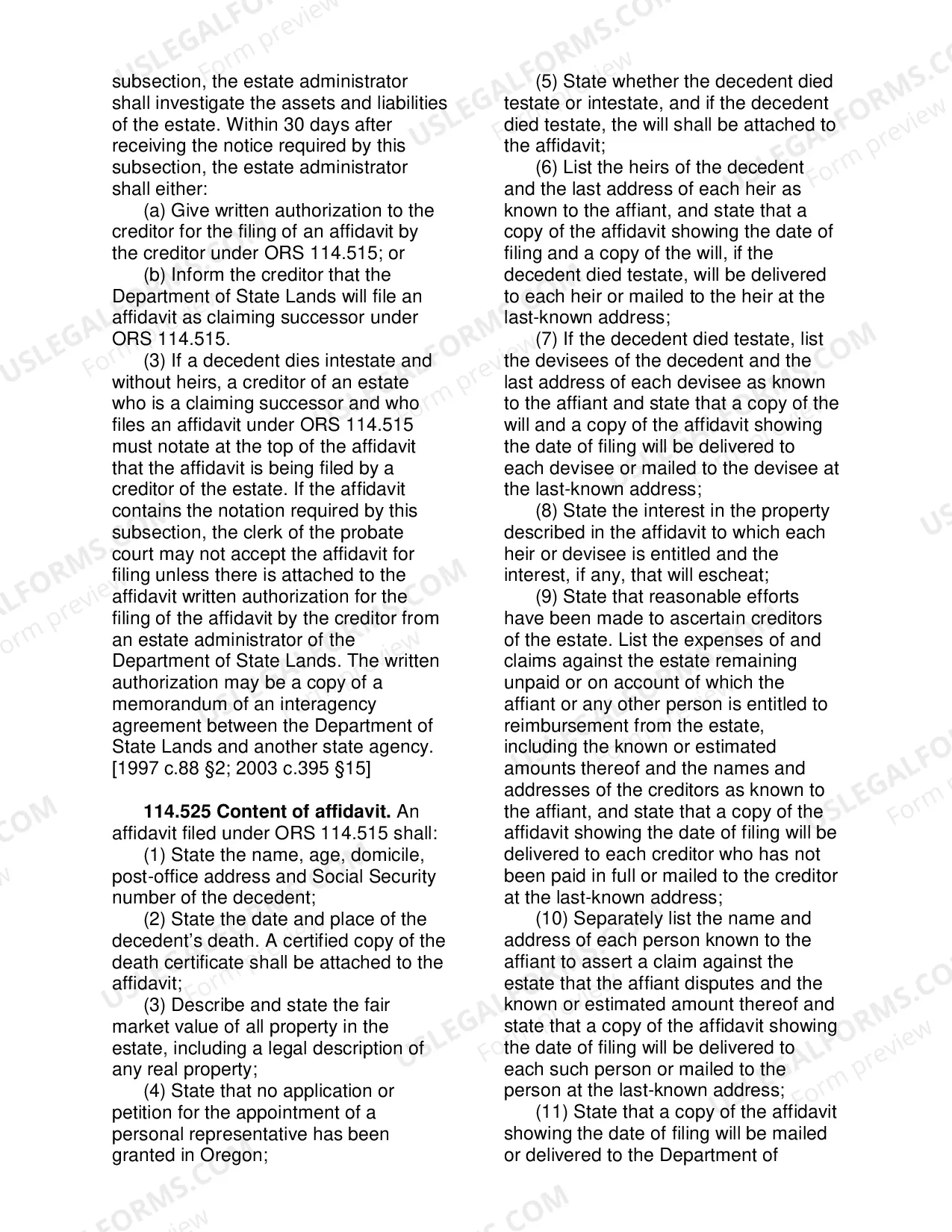 Preview Small Estate Affidavit Information
