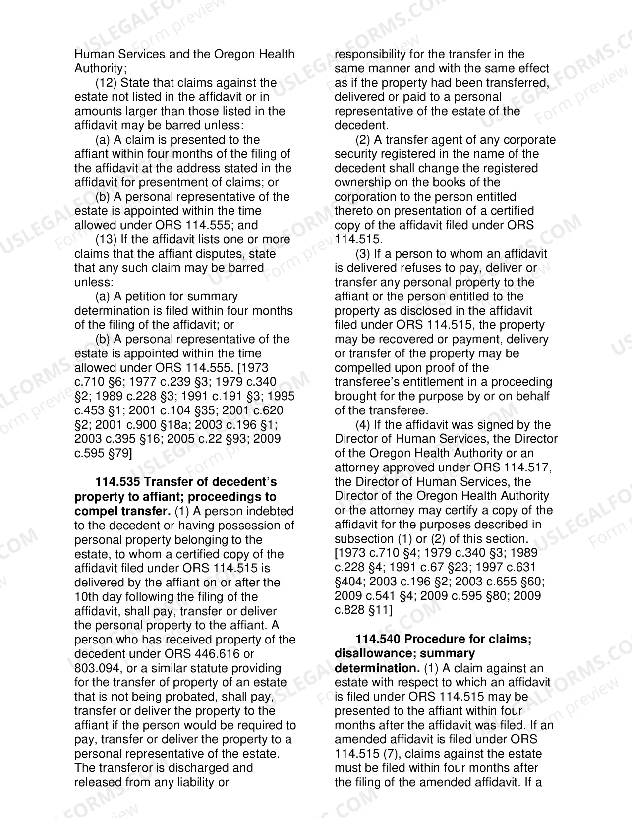 Preview Small Estate Affidavit Information
