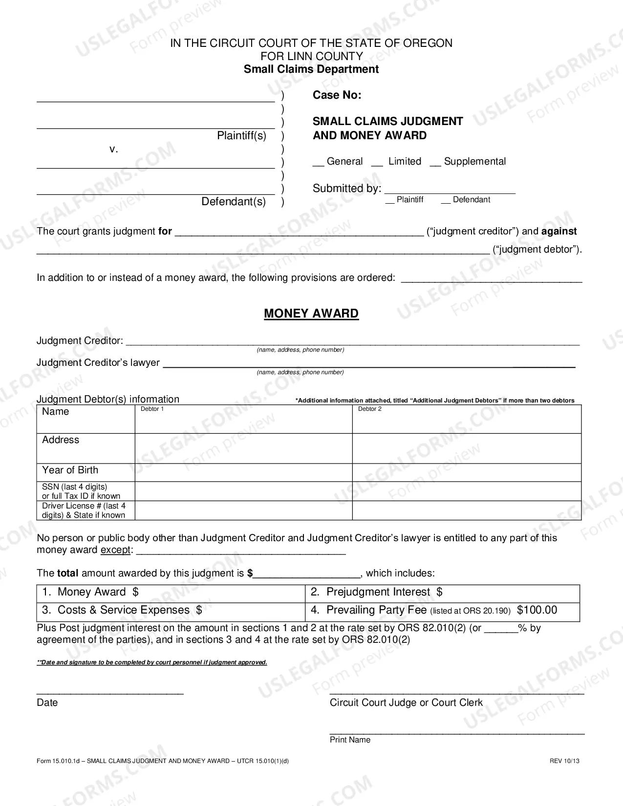 Preview Motion And Judgment of Dismissal