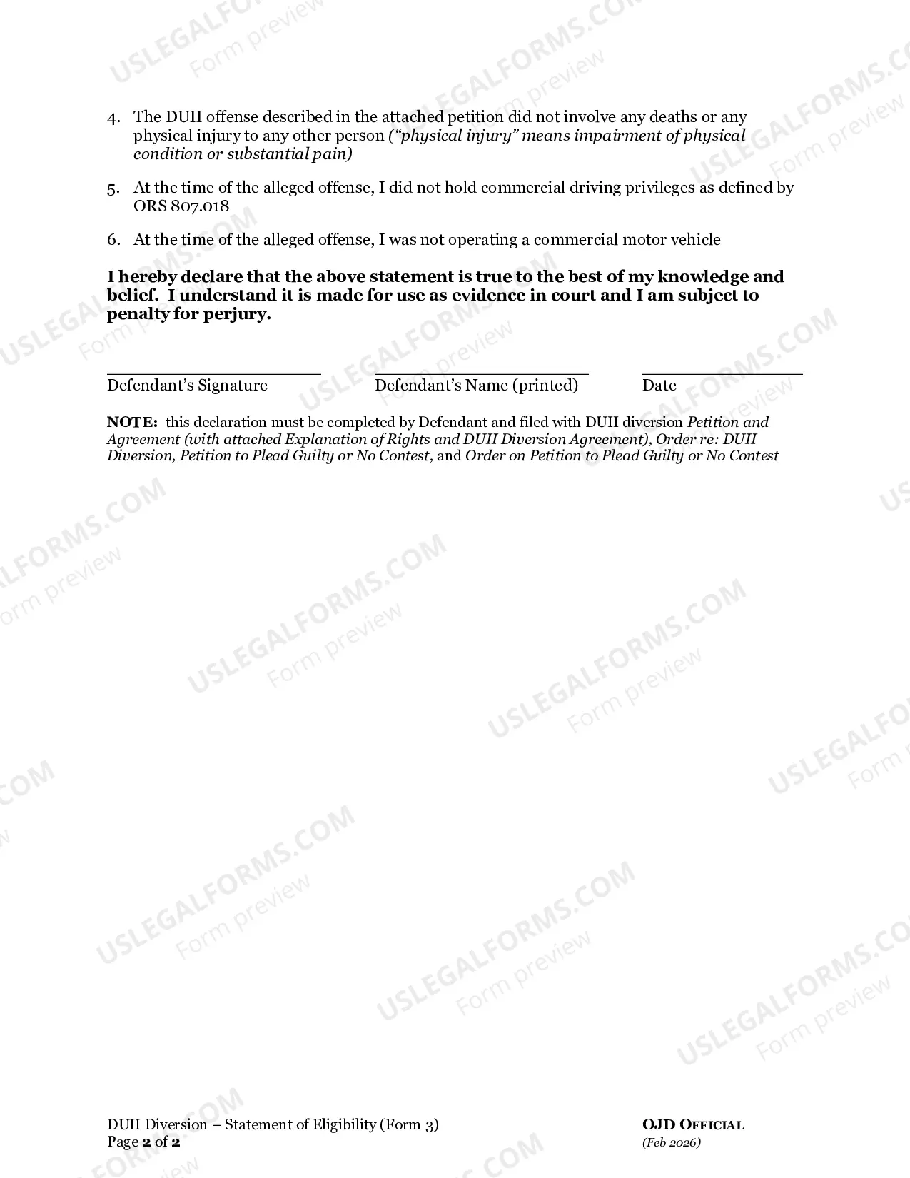 Preview Petitioner Sworn Statement of Eligibility