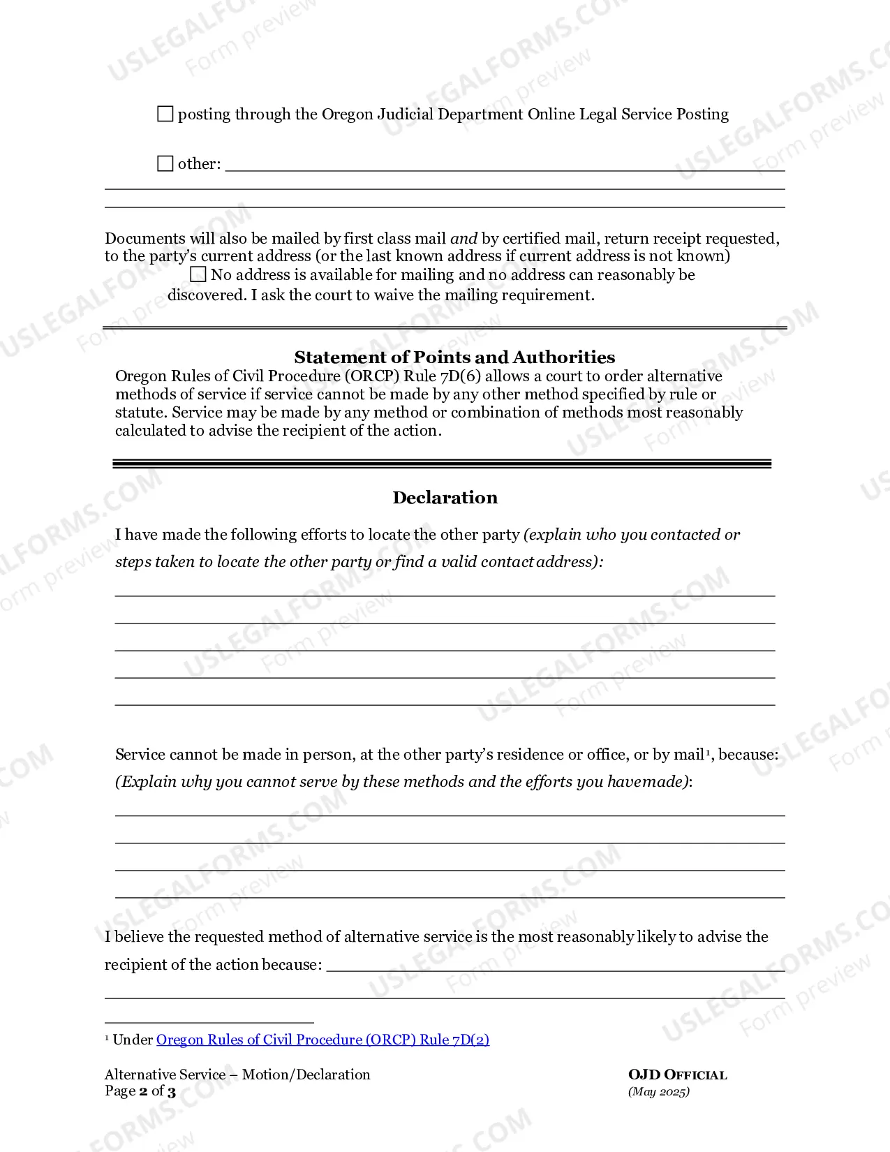 Preview Motion-Allow Alternative Form Of Service (Minor)
