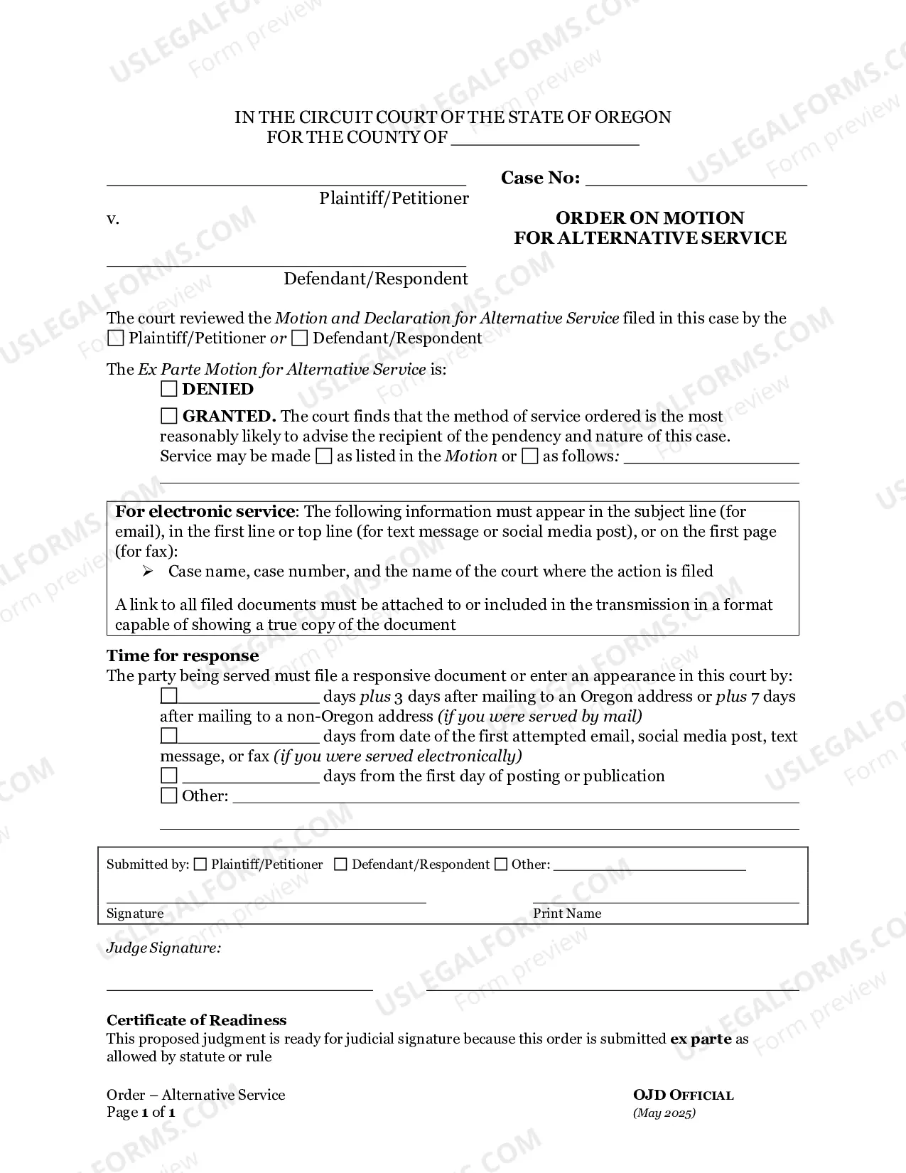 Preview Motion-Allow Alternative Form Of Service (Minor)