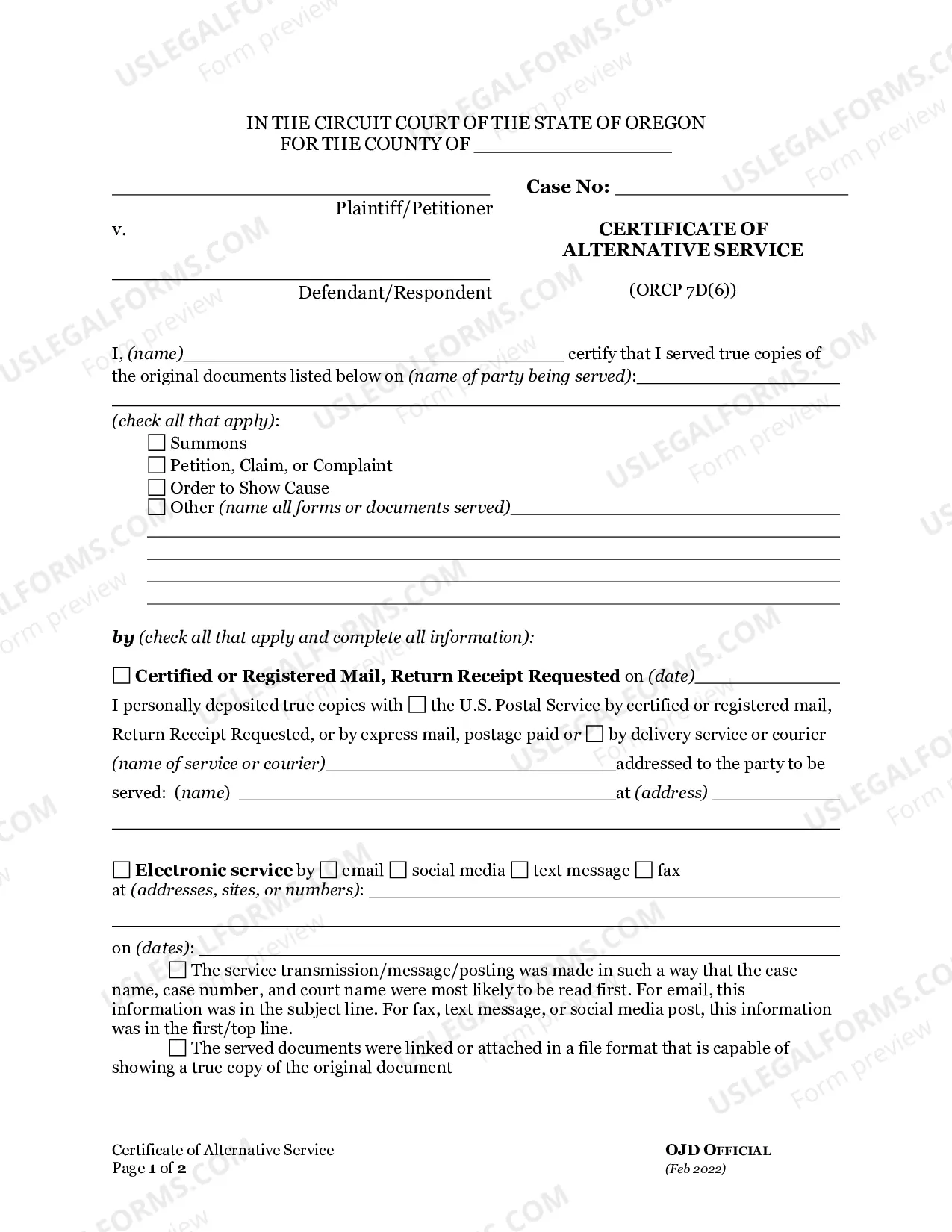 Preview Motion-Allow Alternative Form Of Service (Minor)