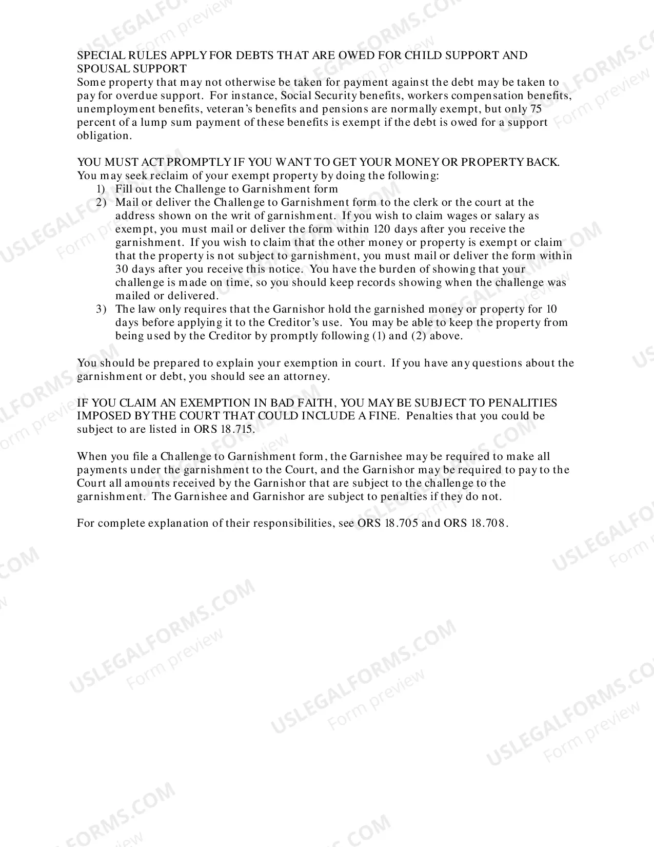Preview Challenge To Garnishment