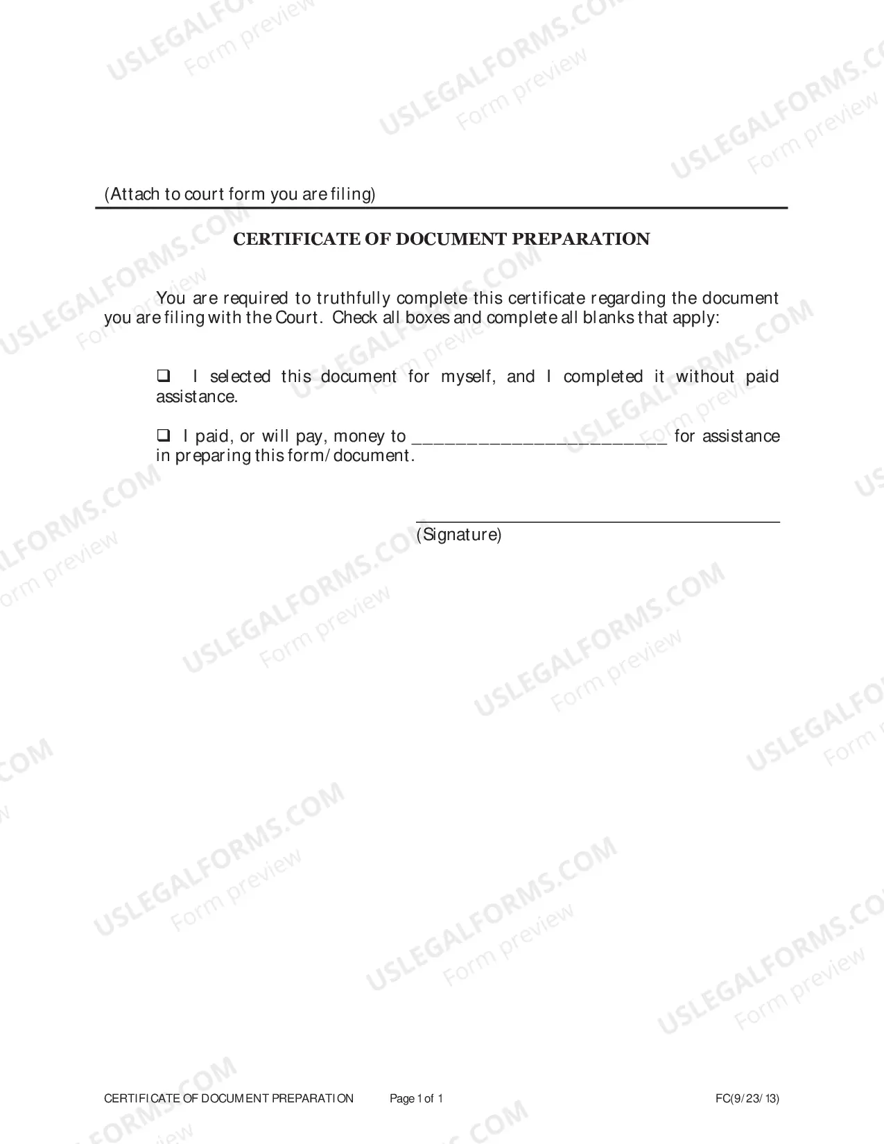 Preview Certificate Of Document Preparation