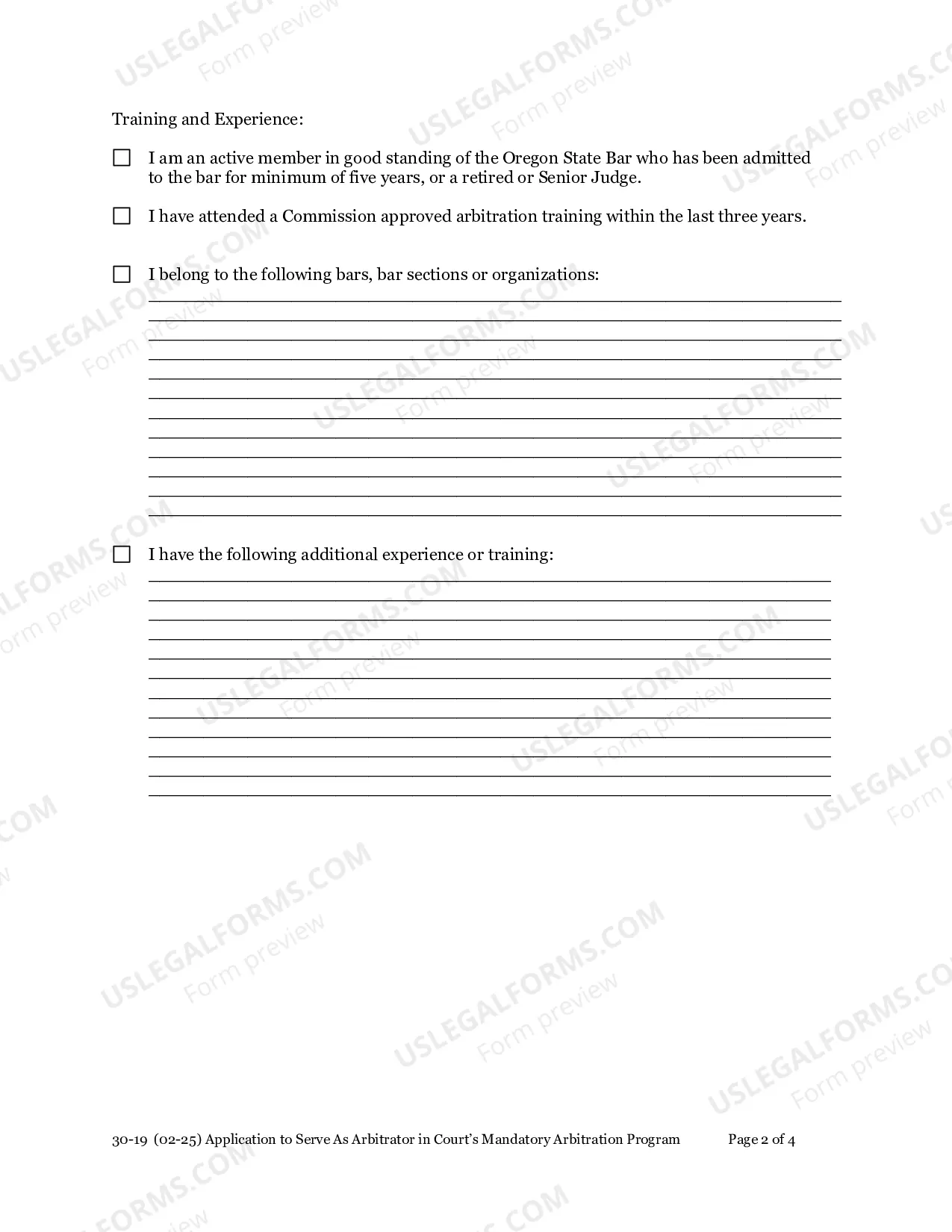 Preview Application To Serve As Arbitrator In Court Mandatory Arbitration Program ORS 36.400