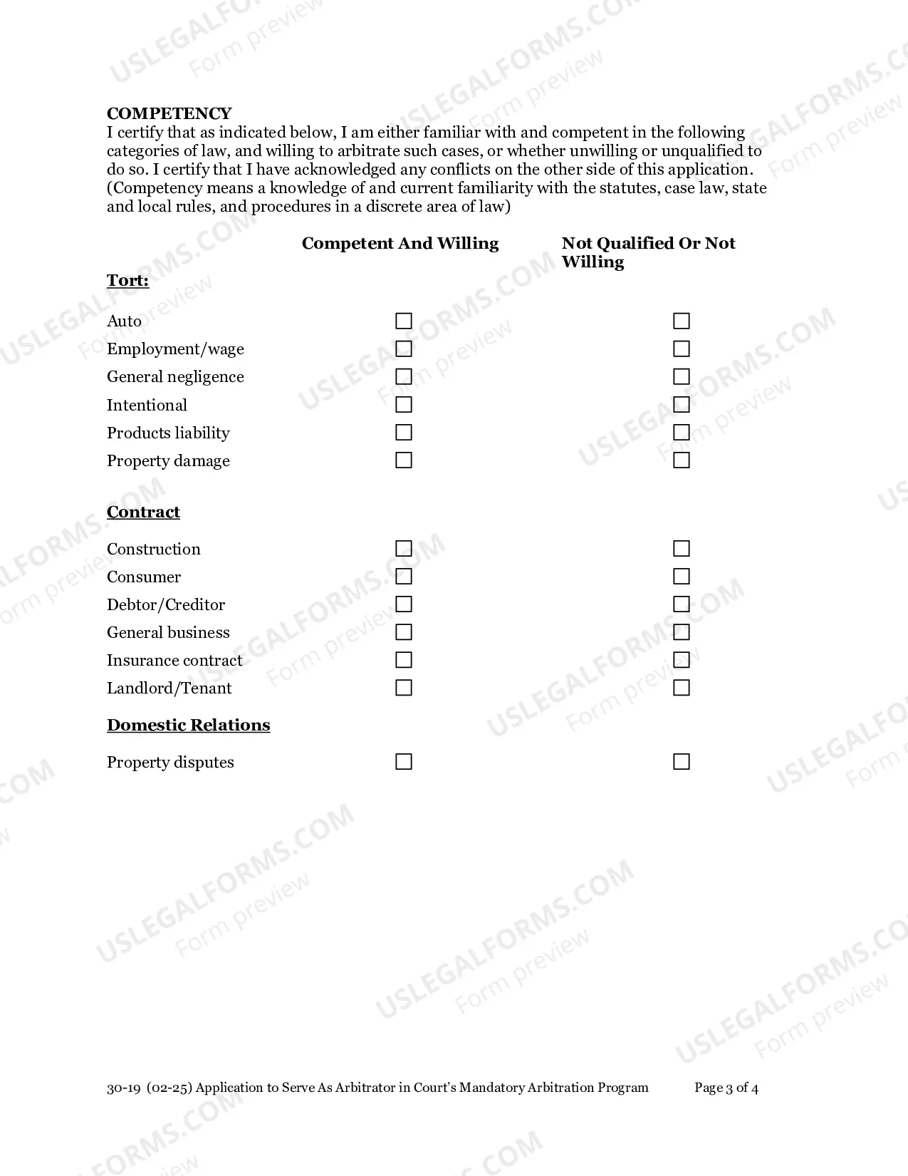 Preview Application To Serve As Arbitrator In Court Mandatory Arbitration Program ORS 36.400