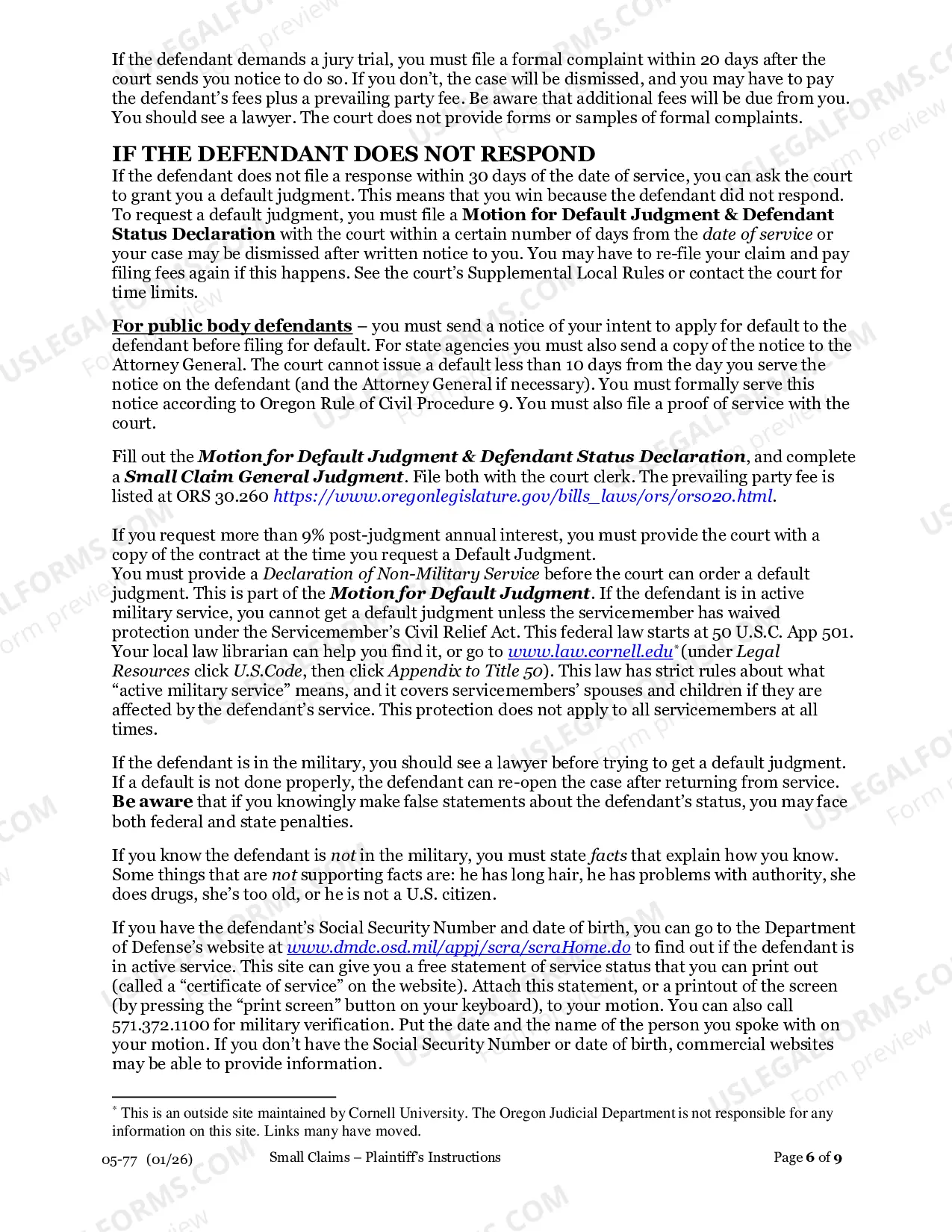 Preview Instructions for Plaintiff