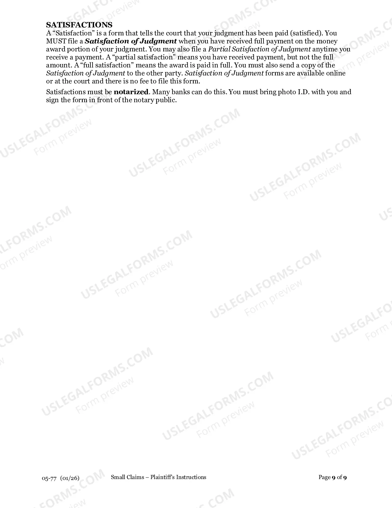 Preview Instructions for Plaintiff