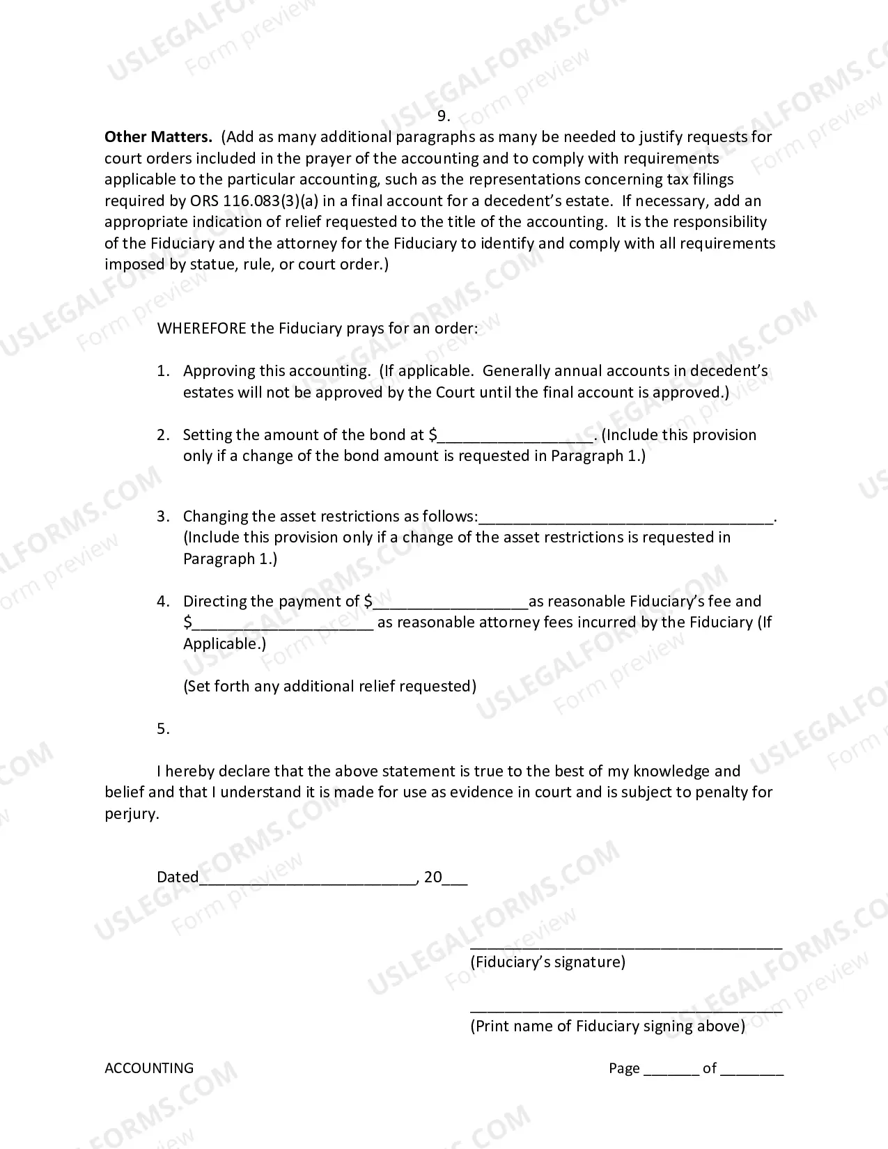 Preview Annual Accounting Form