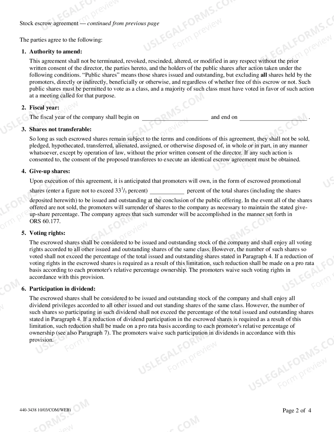 Preview Stock Escrow Agreement