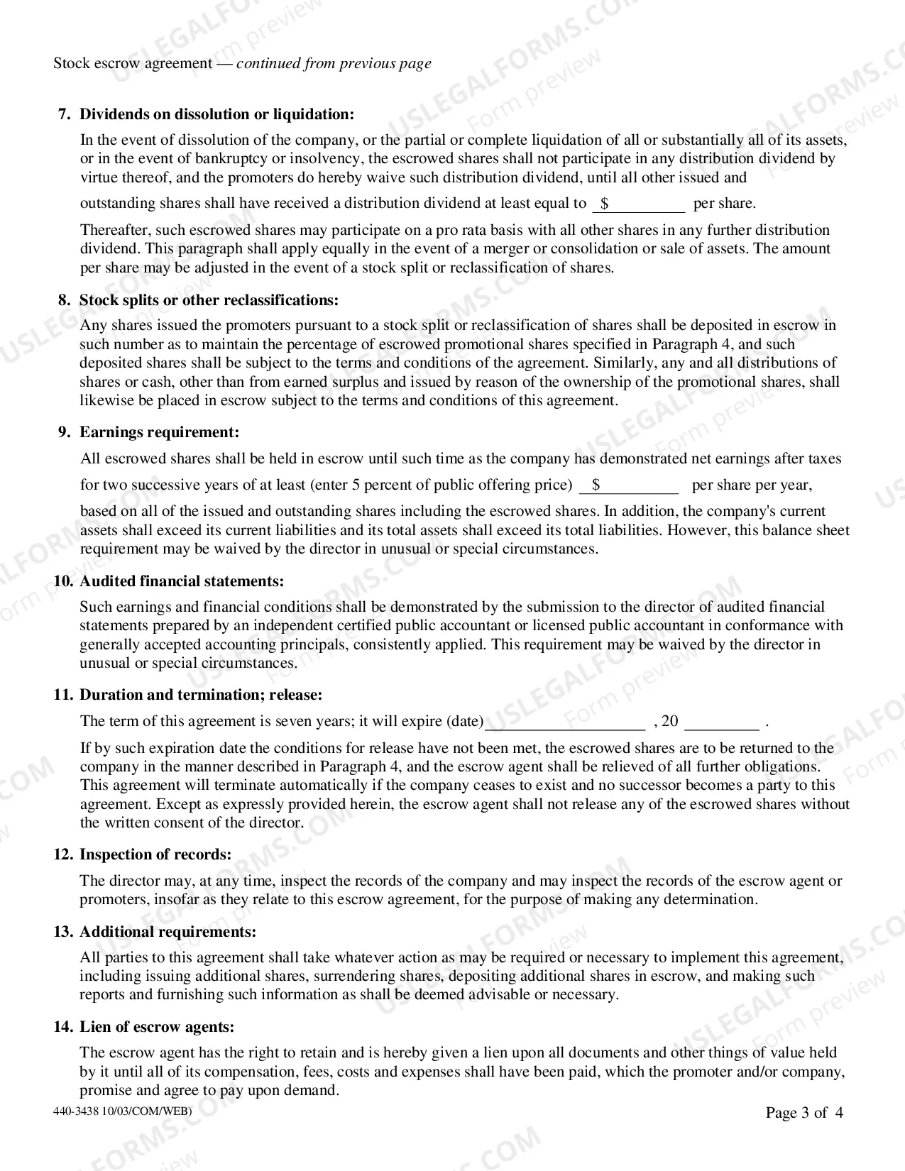 Preview Stock Escrow Agreement