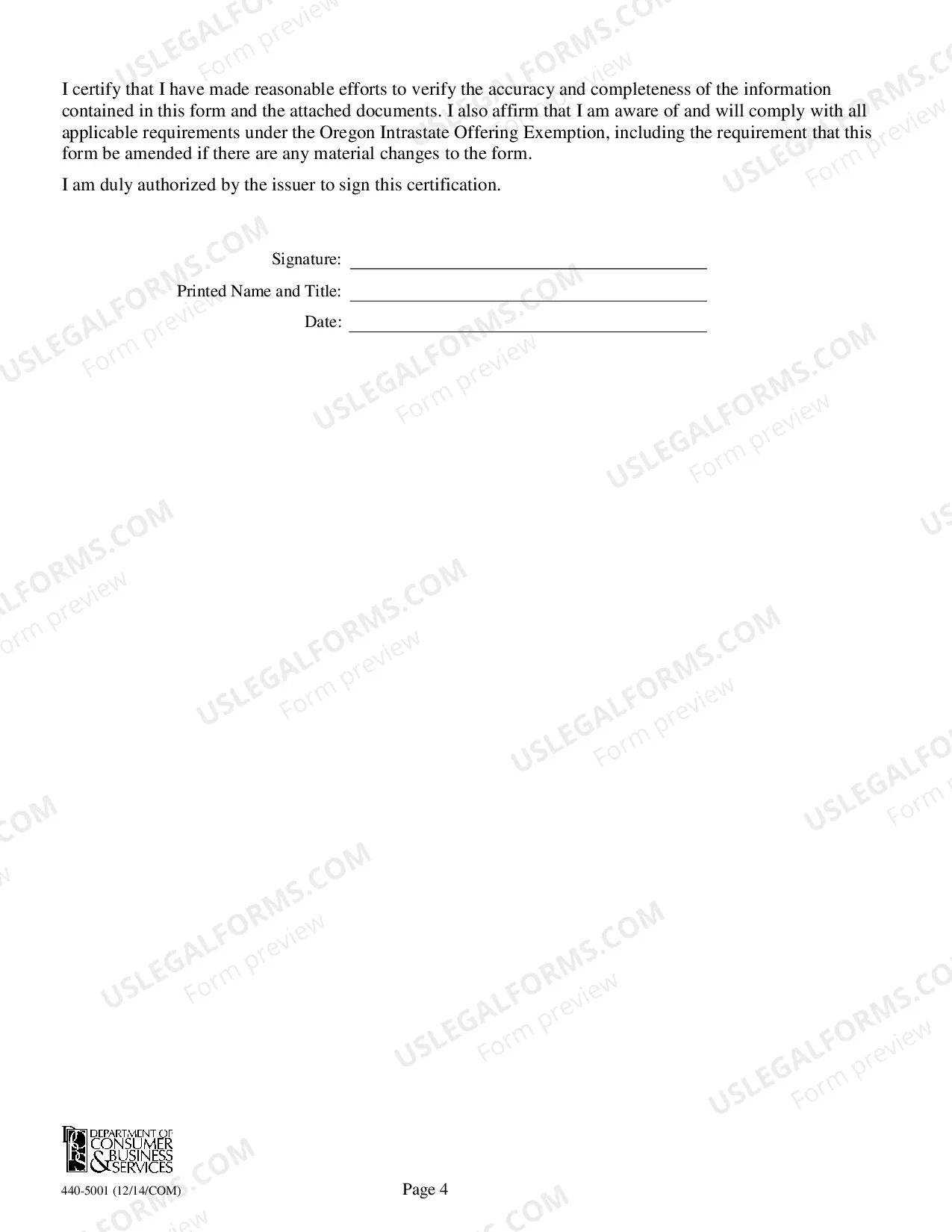 Preview Oregon Intrastate Offering Exemption