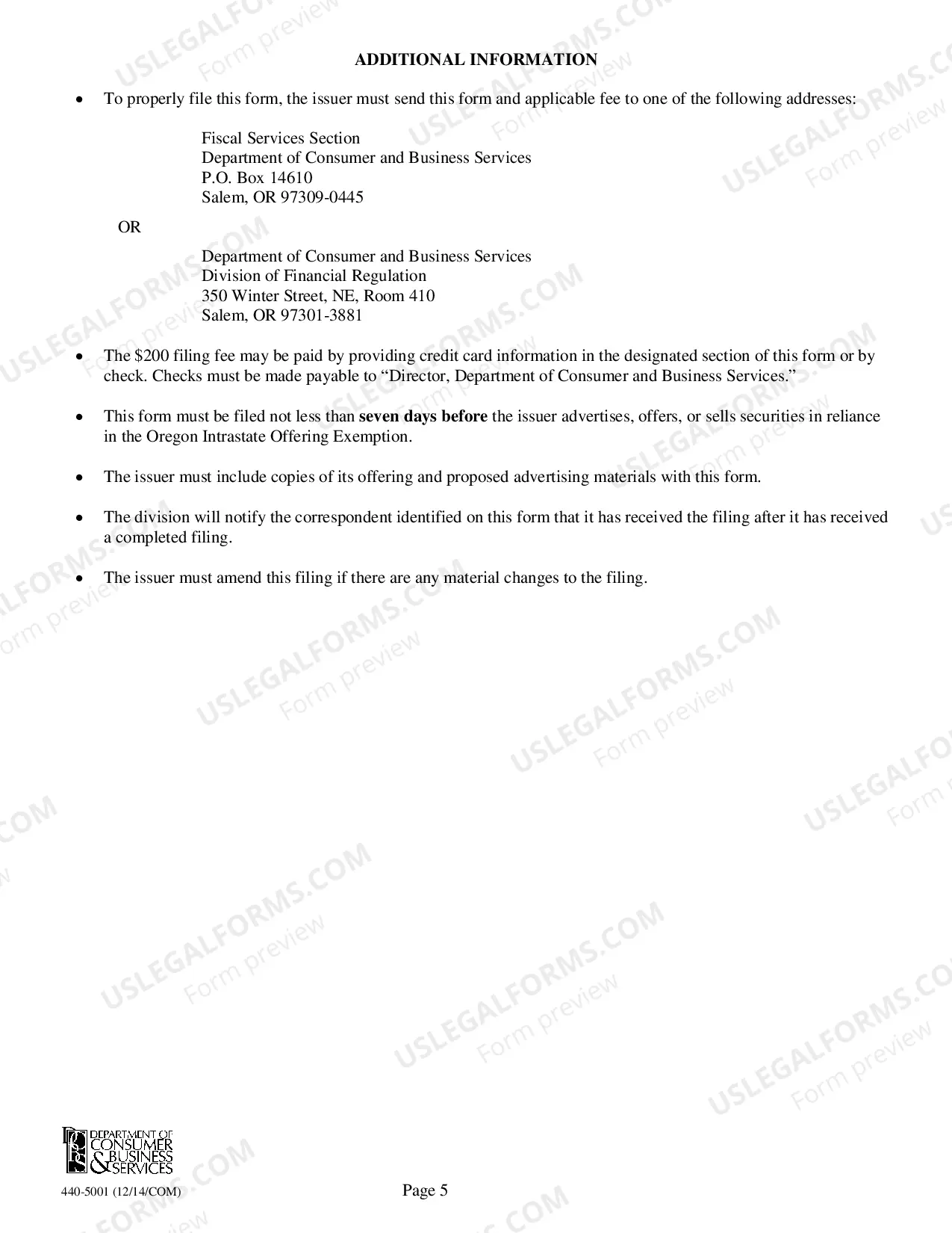 Preview Oregon Intrastate Offering Exemption