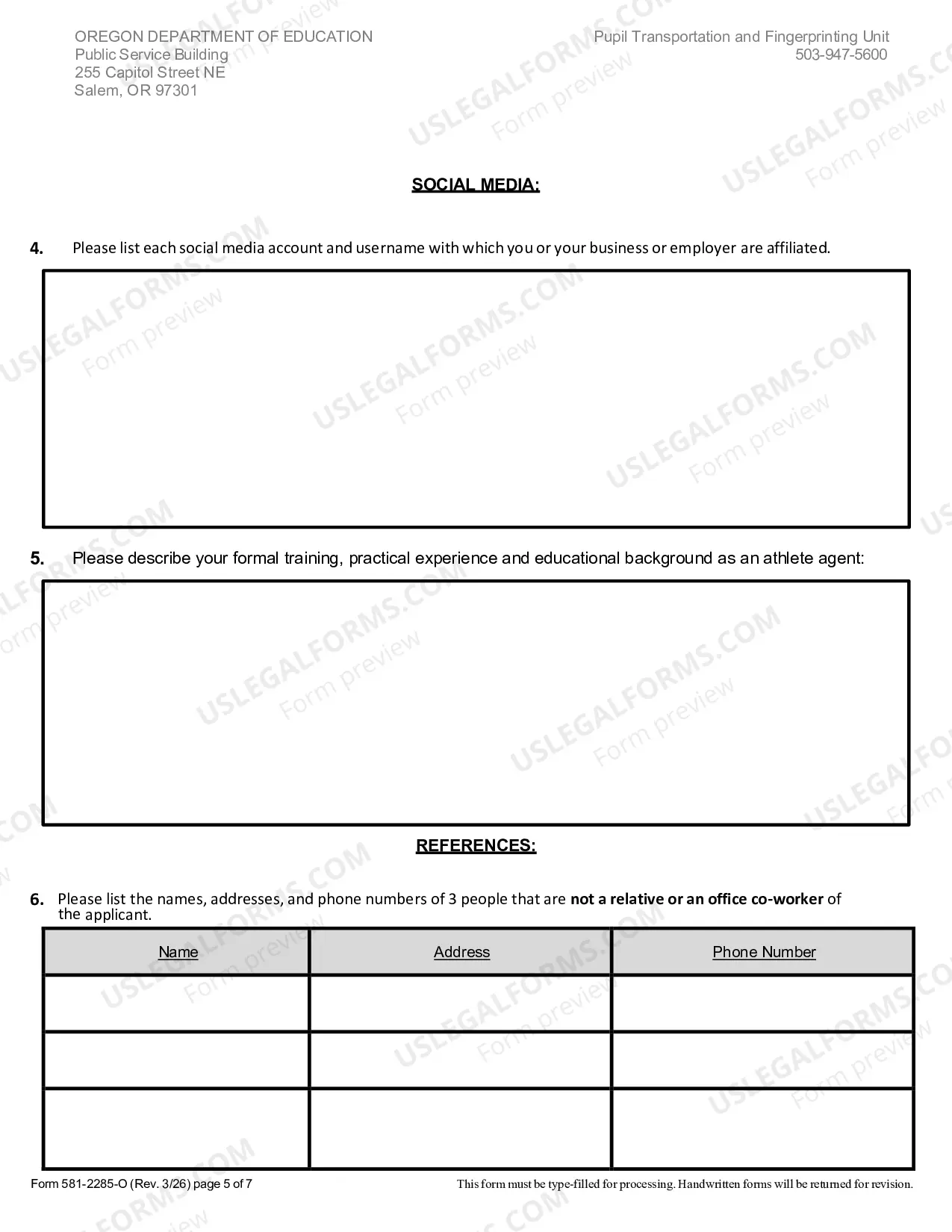 Preview Application For Registration As An Athletic Agent