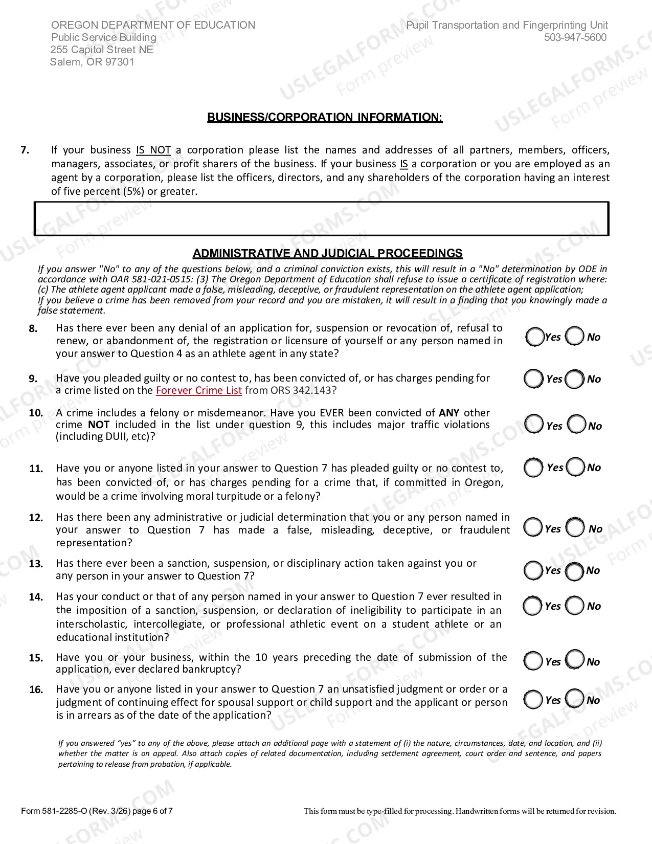 Preview Application For Registration As An Athletic Agent