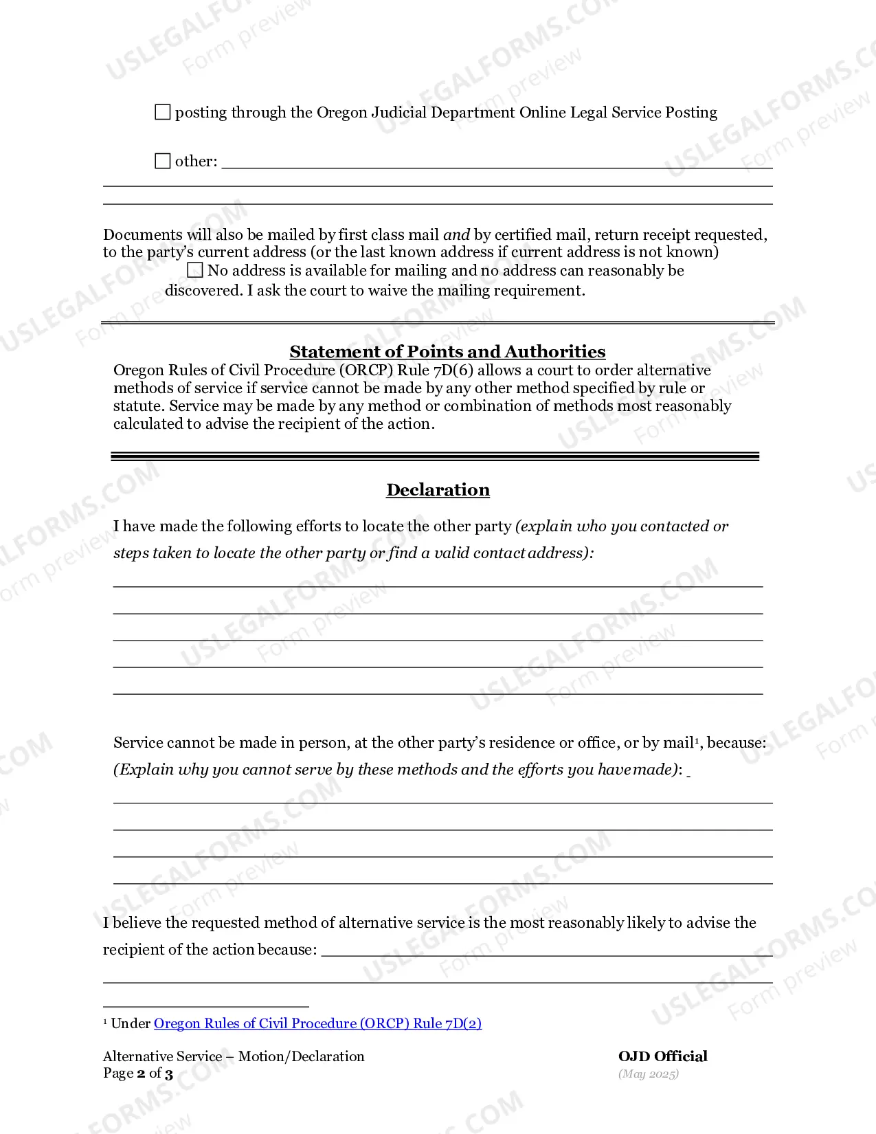Preview Affidavit In Support of Motion For Alternative Form Of Service (6A)
