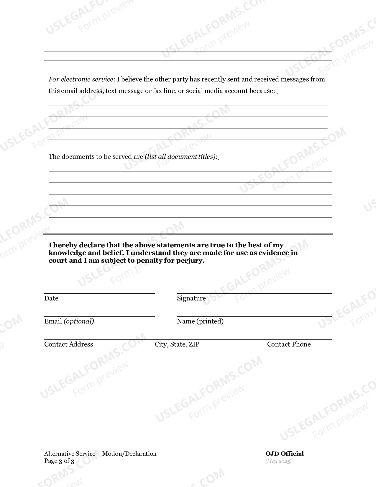 Preview Affidavit In Support of Motion For Alternative Form Of Service (6A)