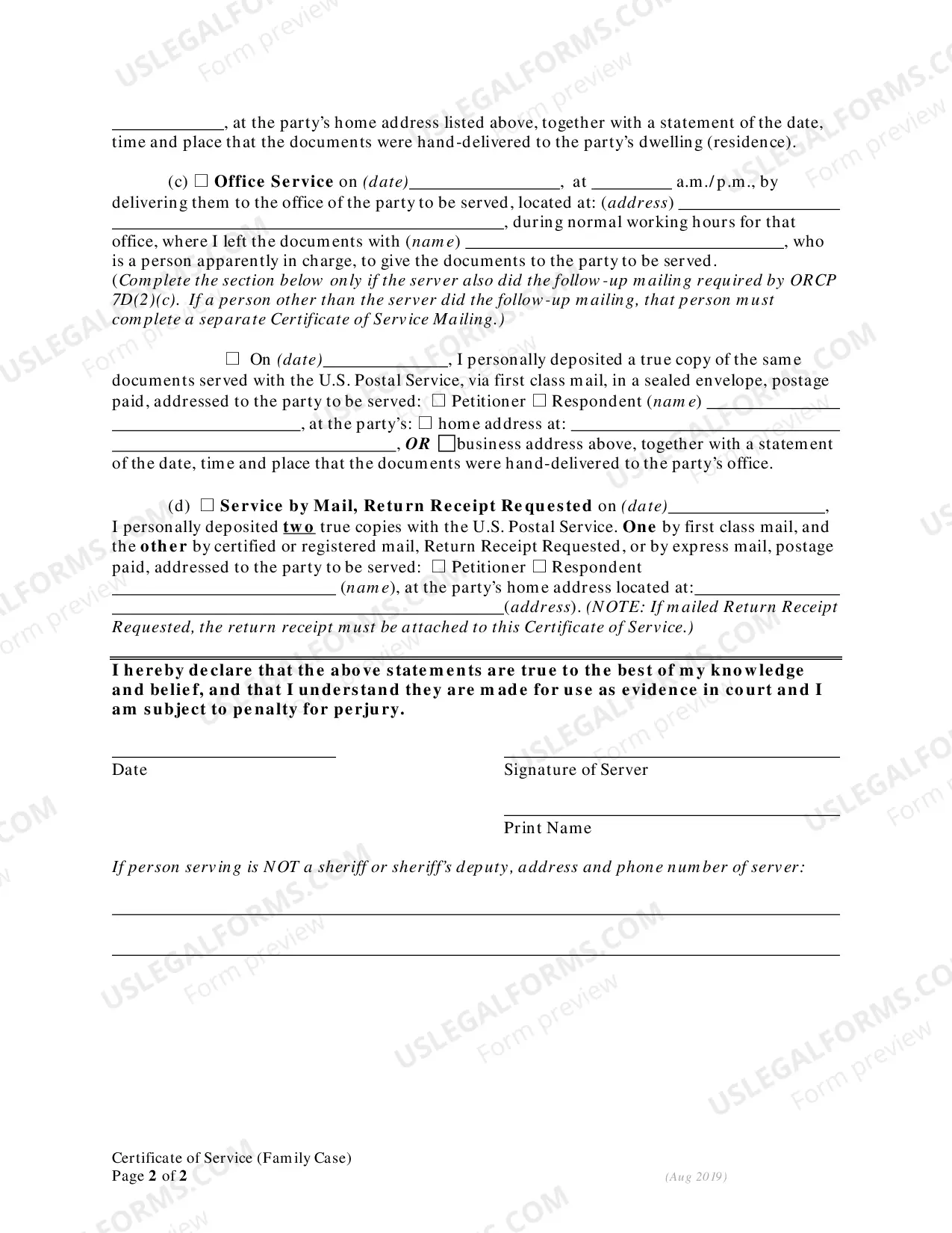 Preview Certificate of Service