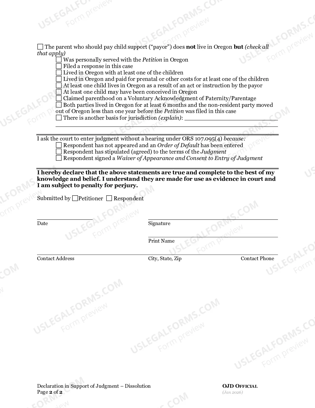 Preview Declaration Supporting General Judgment Of Separation Of Marriage-RDP (With Children)