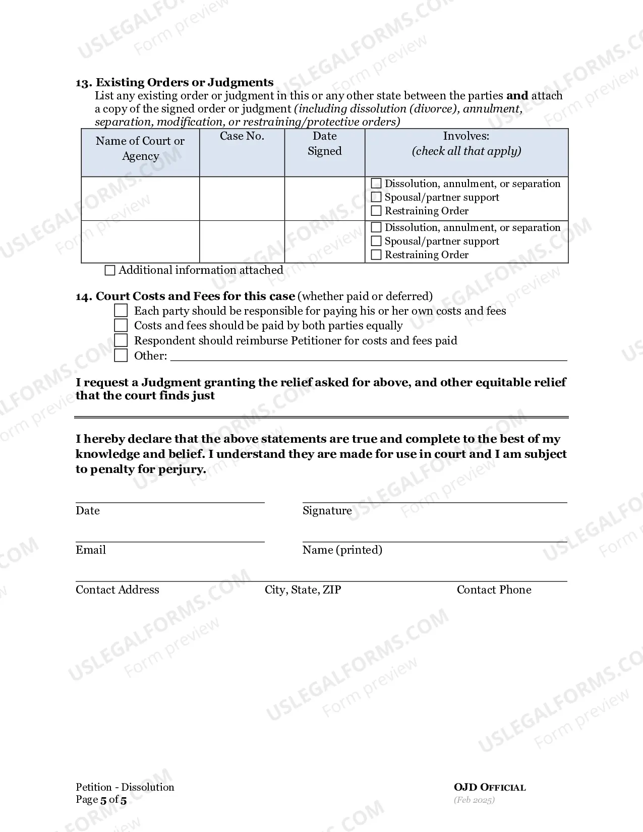 Preview Petition For Dissolution Of Marriage-RDP (Without Children)