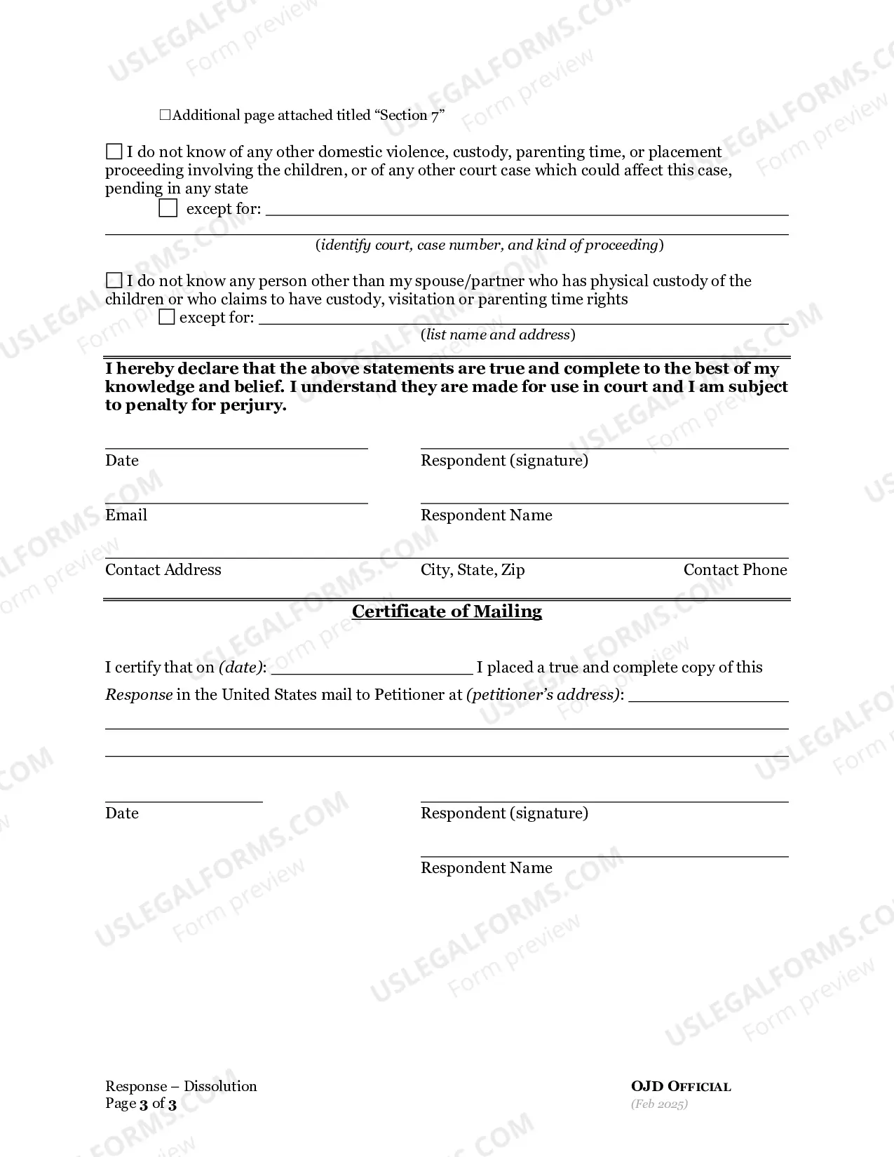 Preview Response To Dissolution Of Marriage-RDP (With Children) (And Counterclaims)