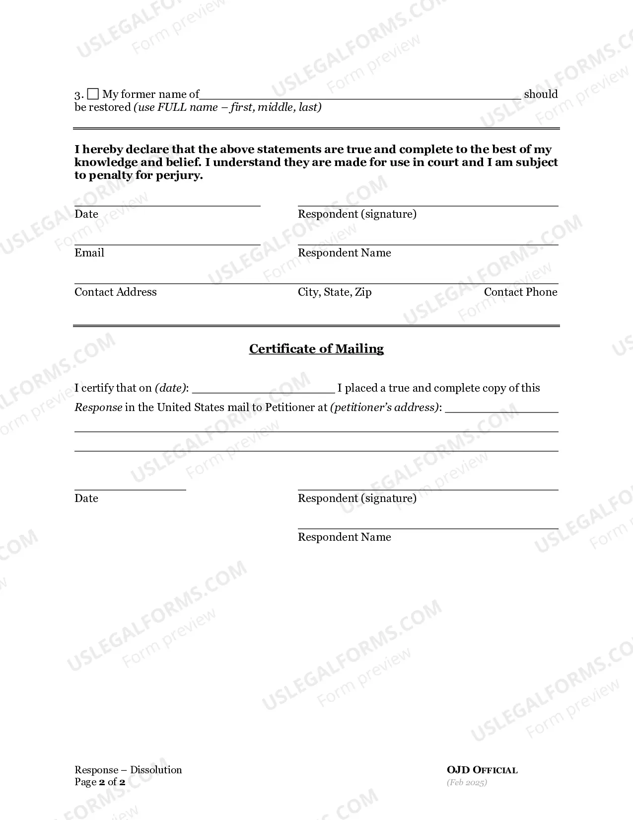 Preview Response To Dissolution Of Marriage-RDP (Without Children) (And Counterclaims)
