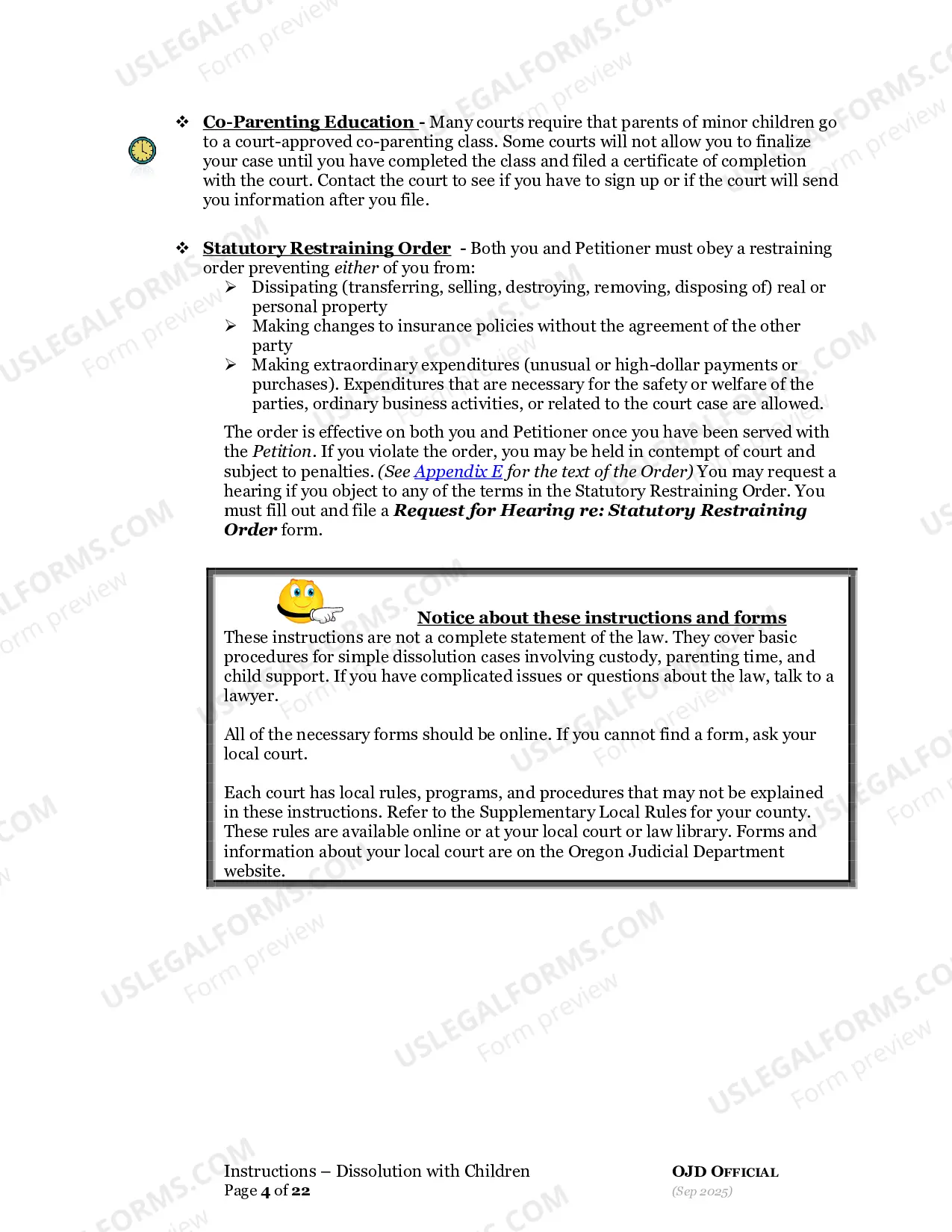 Preview Dissolution Respondent with Children Packet