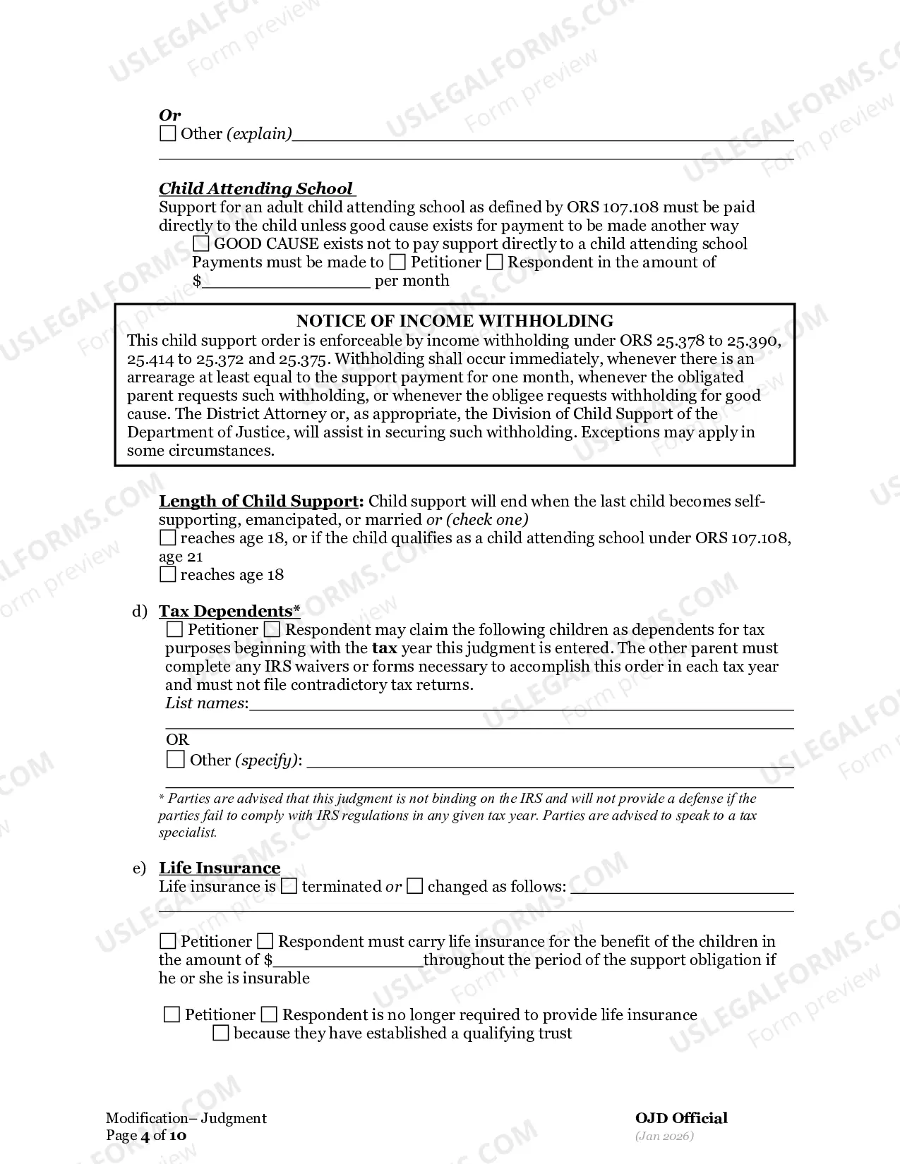 Preview Supplemental Judgment Modifying a Domestic Relations Judgment