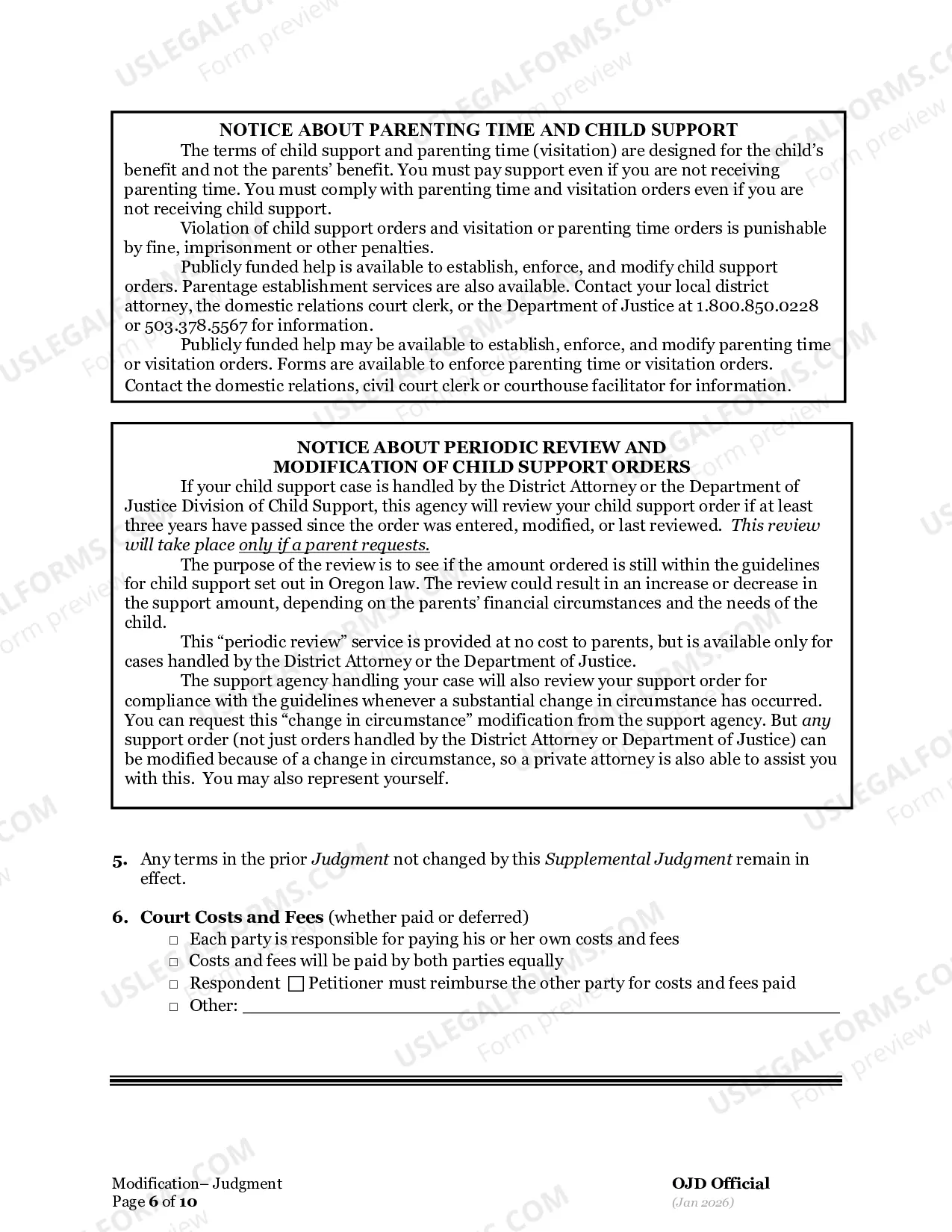 Preview Supplemental Judgment Modifying a Domestic Relations Judgment