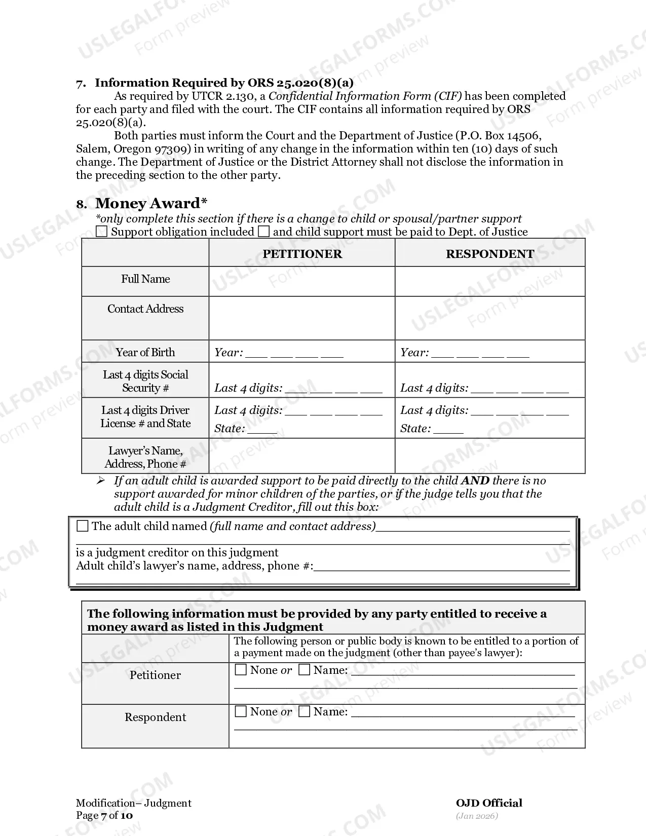 Preview Supplemental Judgment Modifying a Domestic Relations Judgment