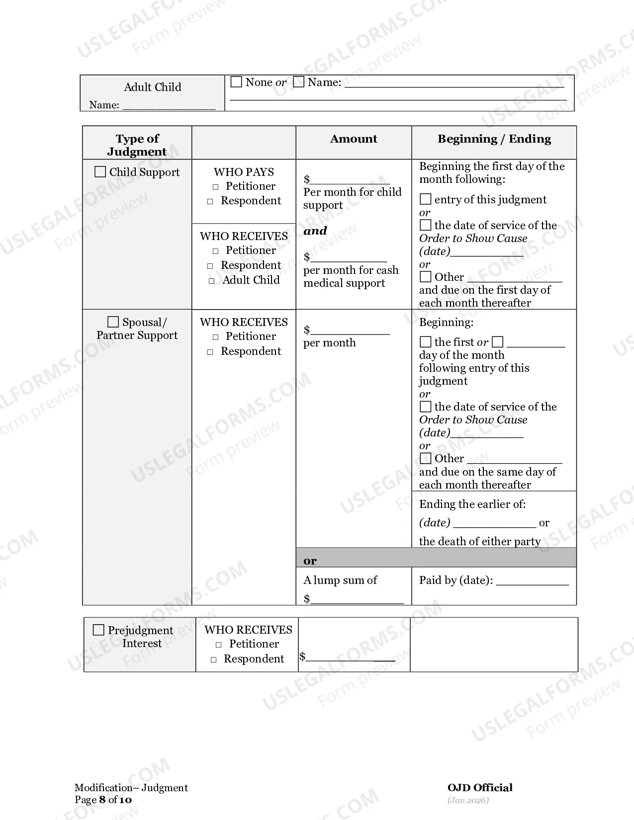 Preview Supplemental Judgment Modifying a Domestic Relations Judgment