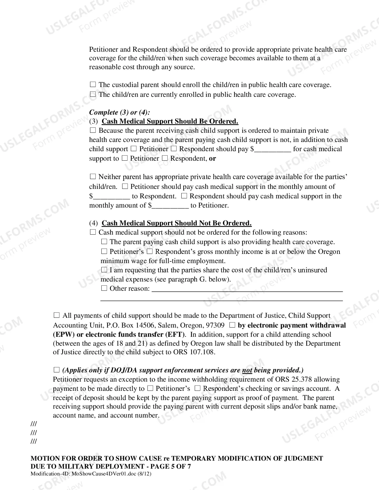 Preview Motion Requesting Modification Due to Military Deployment