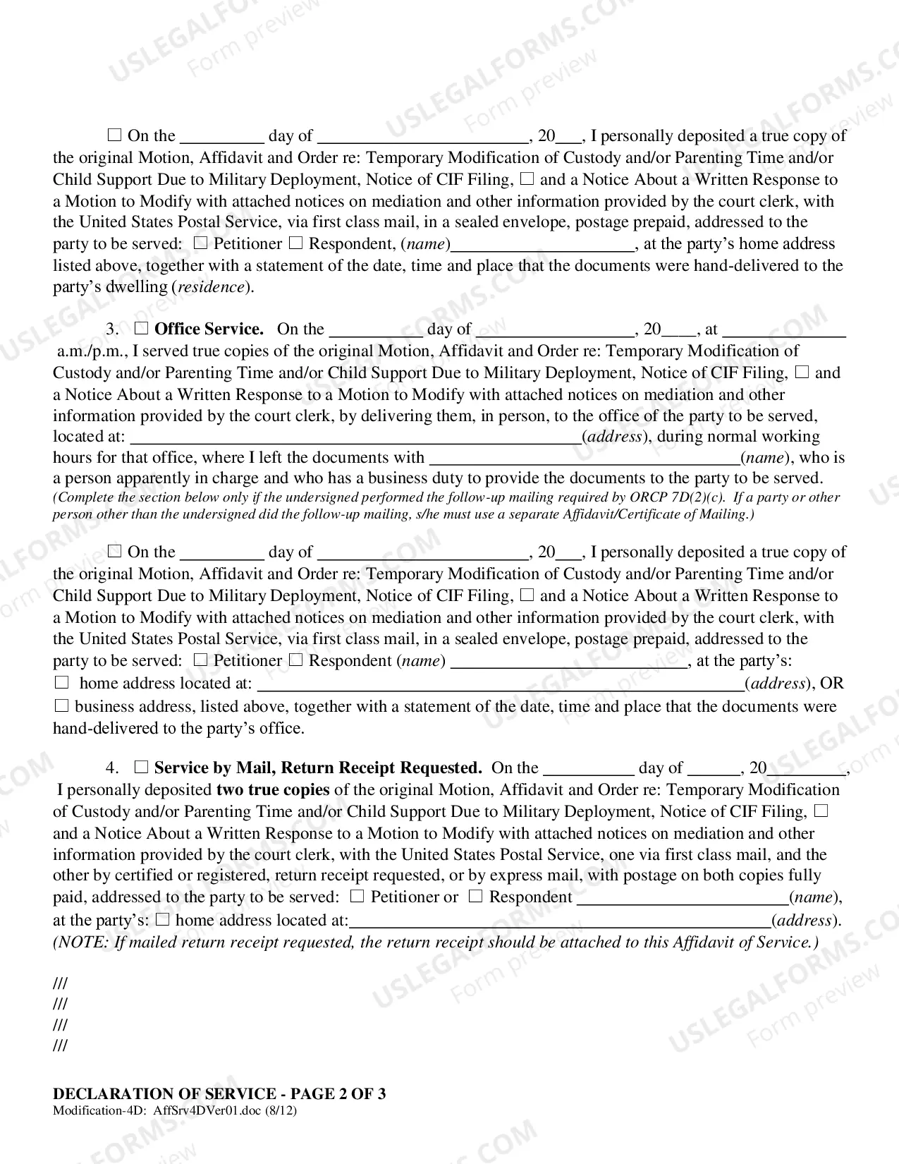 Preview Declaration of Service