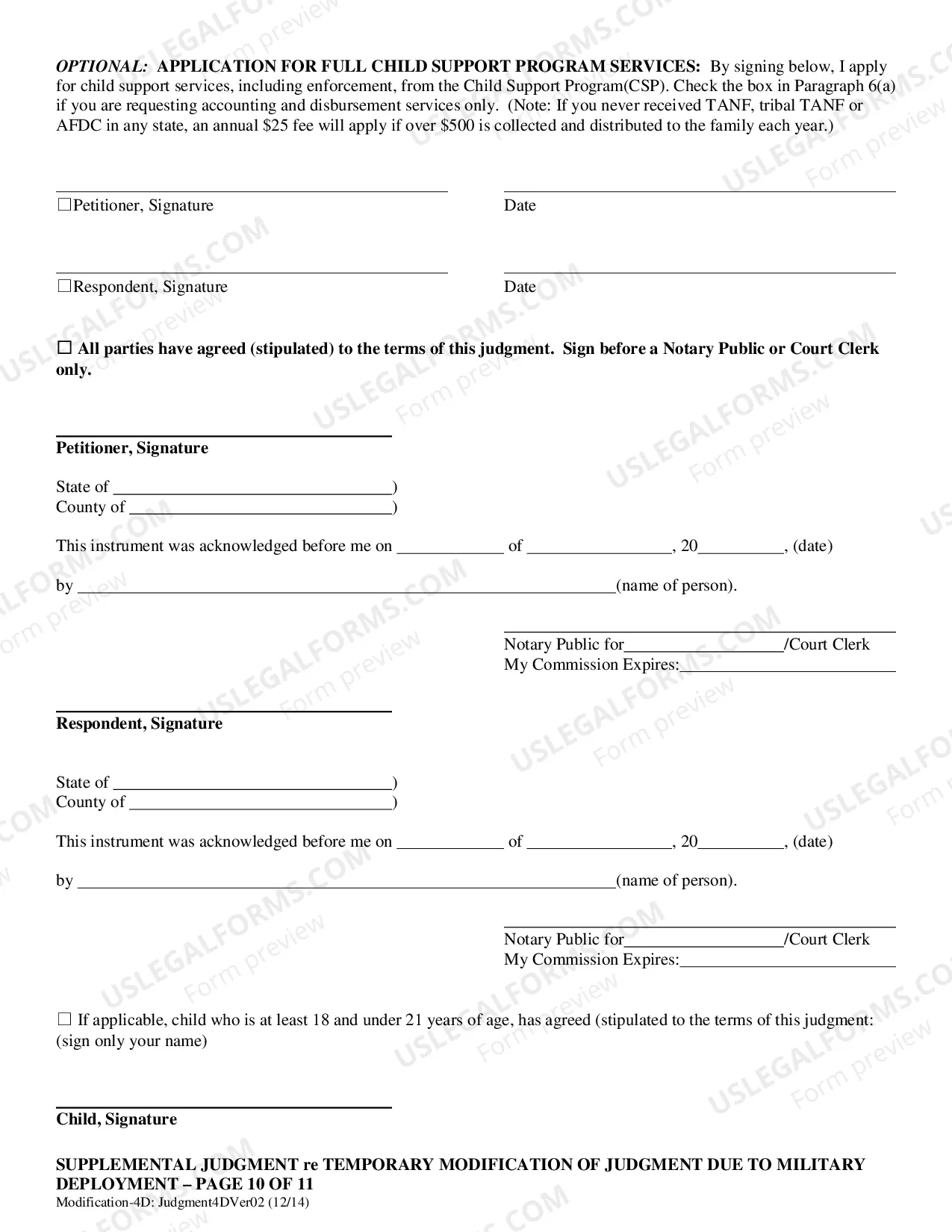 Preview Supplemental Judgment re: Temporary Modification of Judgment re: Custody-Parenting Time/Order re: Jurisdiction?