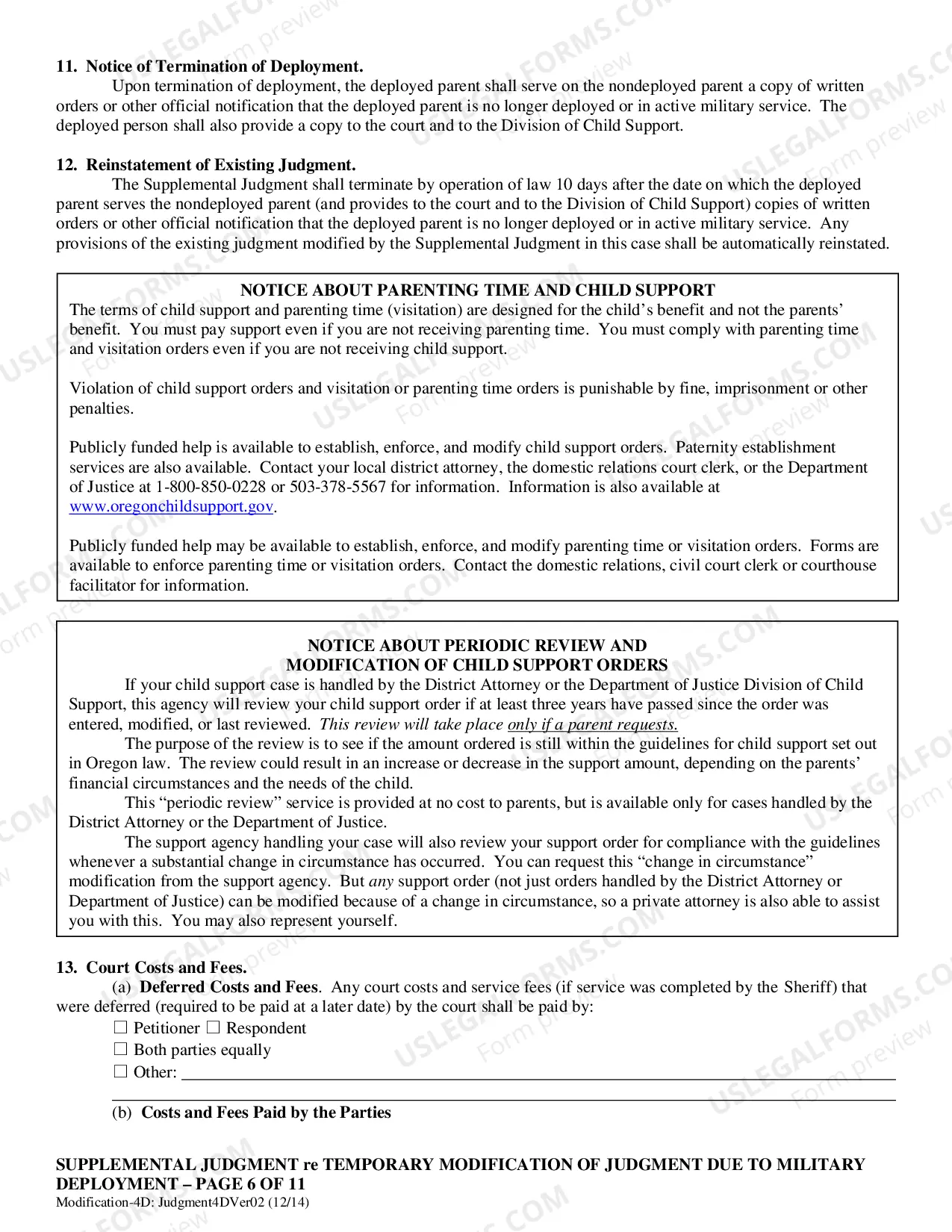 Preview Supplemental Judgment re: Temporary Modification of Judgment re: Custody-Parenting Time/Order re: Jurisdiction?