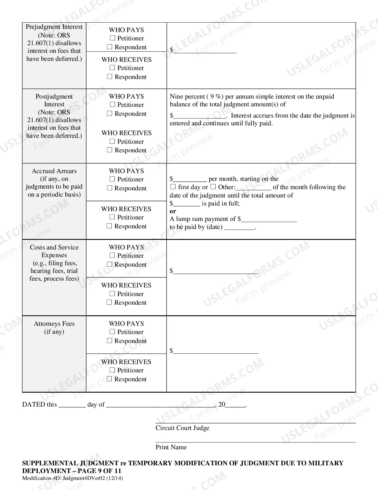 Preview Supplemental Judgment re: Temporary Modification of Judgment re: Custody-Parenting Time/Order re: Jurisdiction?