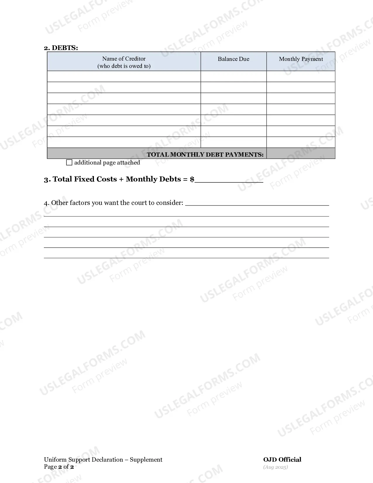 Preview Uniform Support Declaration (6F)