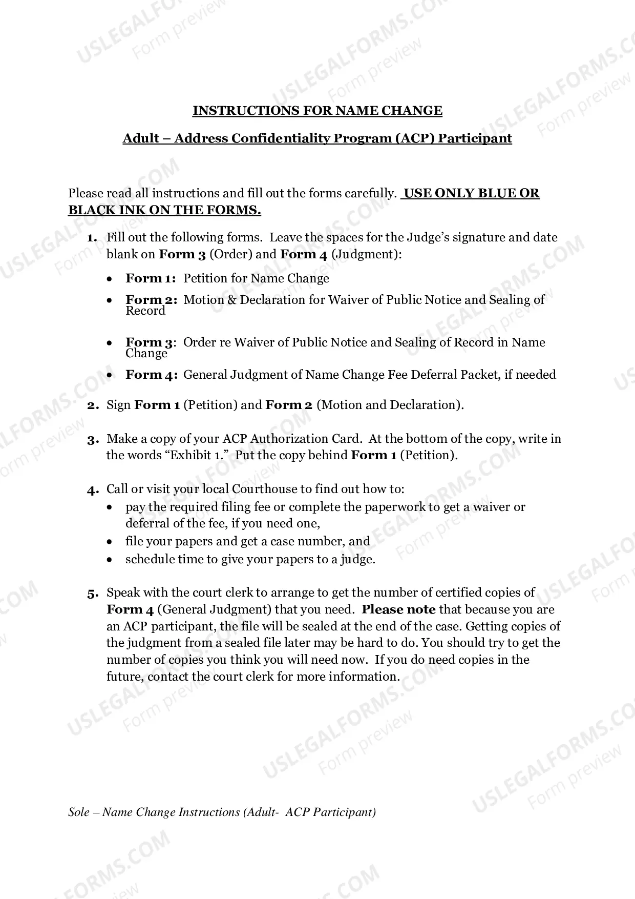 Preview Confidential Name Change Packet