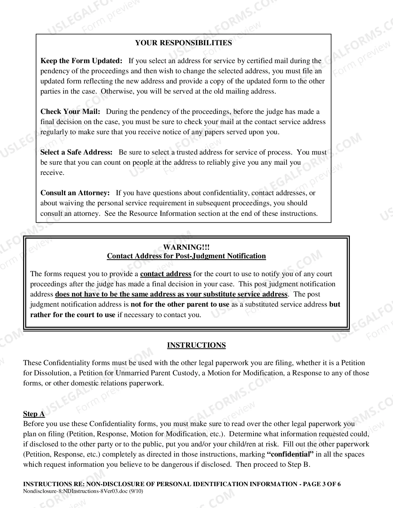 Preview Non-Disclosure of Personal Identification- Instruction