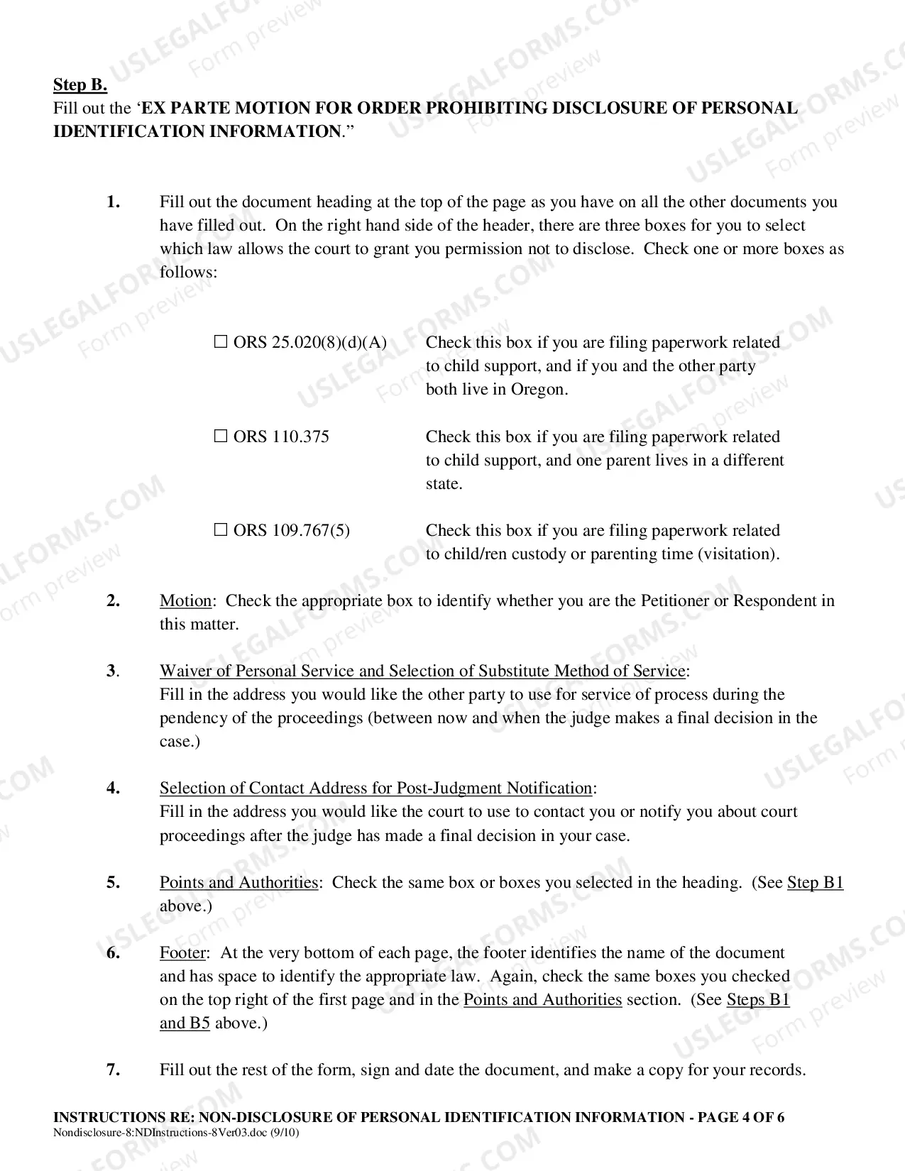 Preview Non-Disclosure of Personal Identification- Instruction