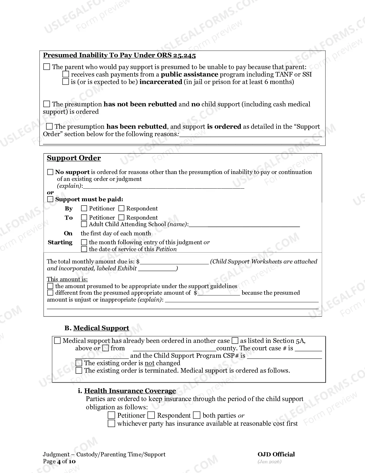 Preview General Judgment of Custody And Parenting Time (3A)