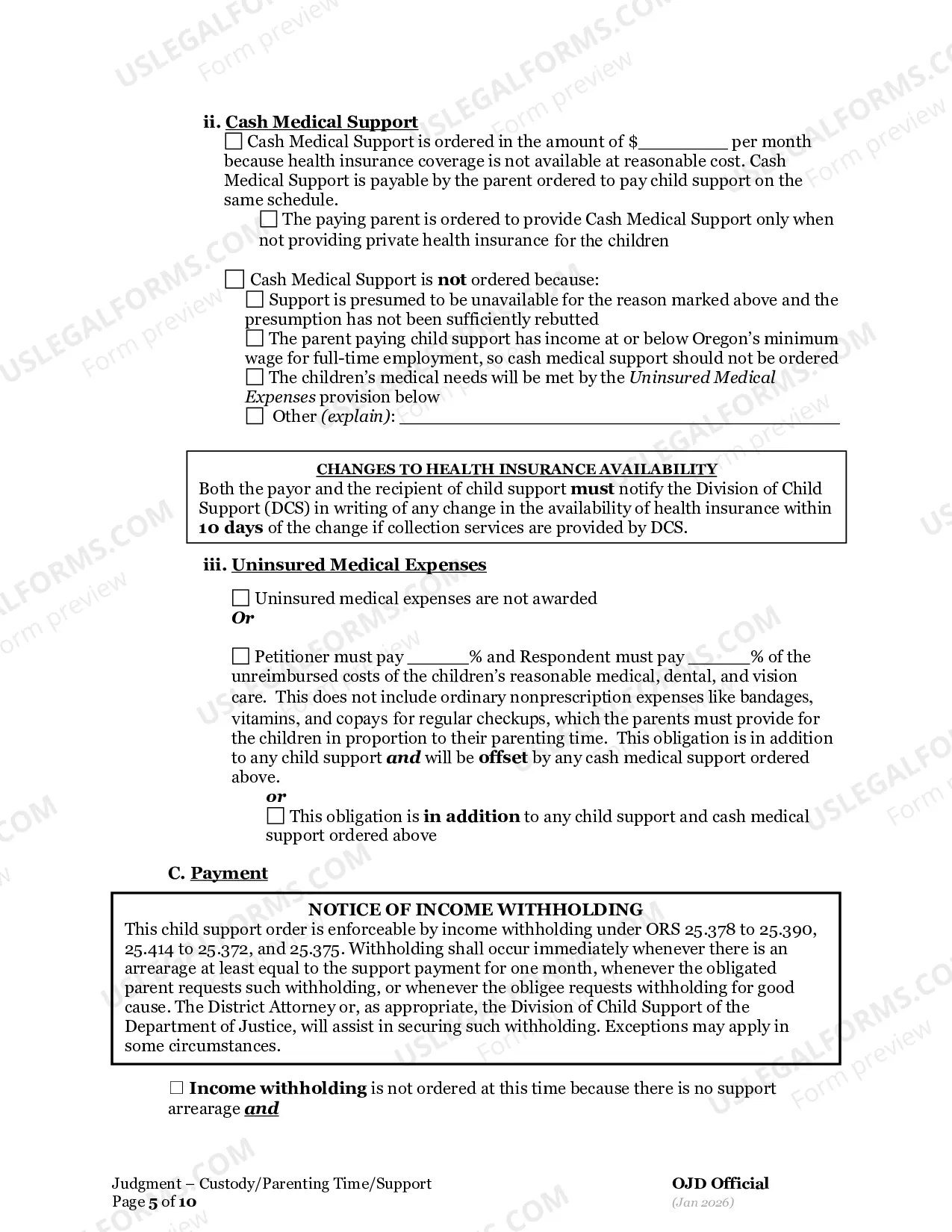Preview General Judgment of Custody And Parenting Time (3A)