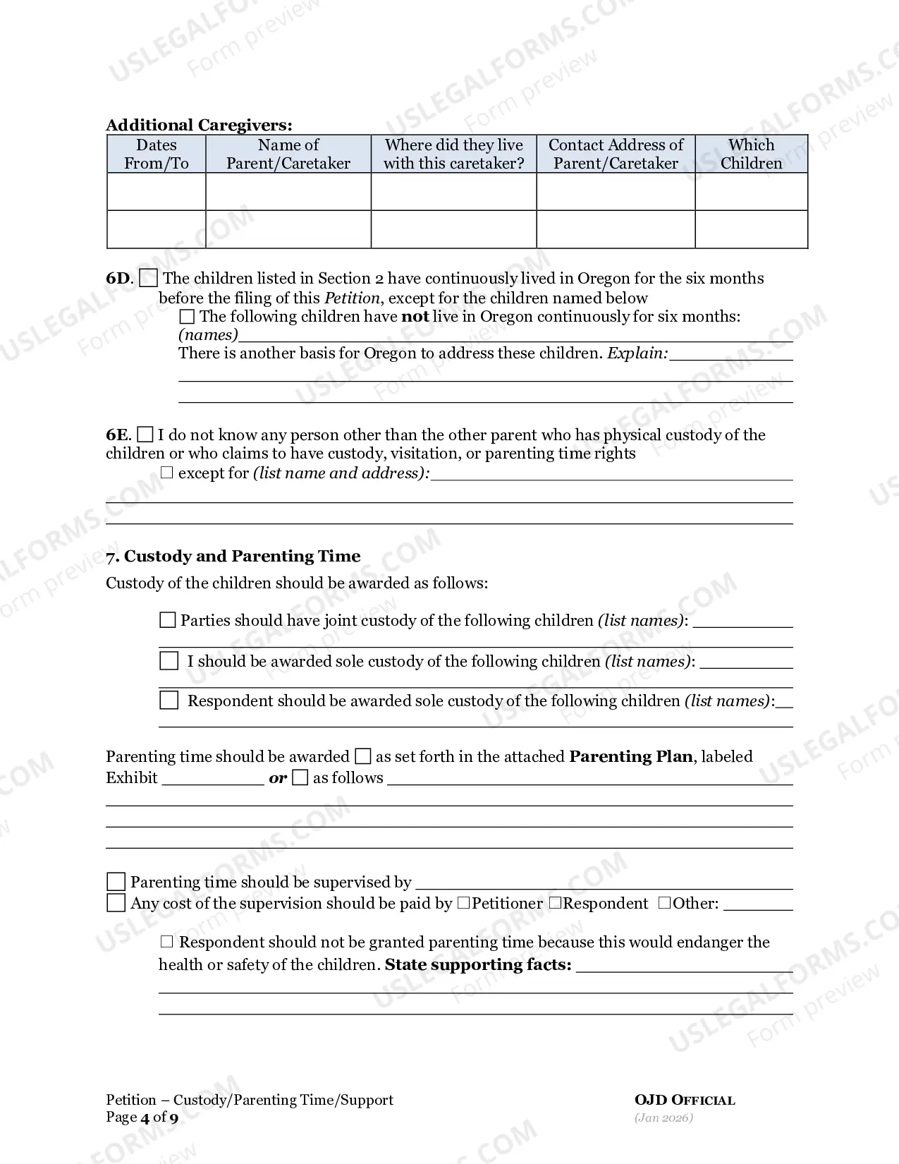 Preview Petition For Custody And Parenting Time (3A)