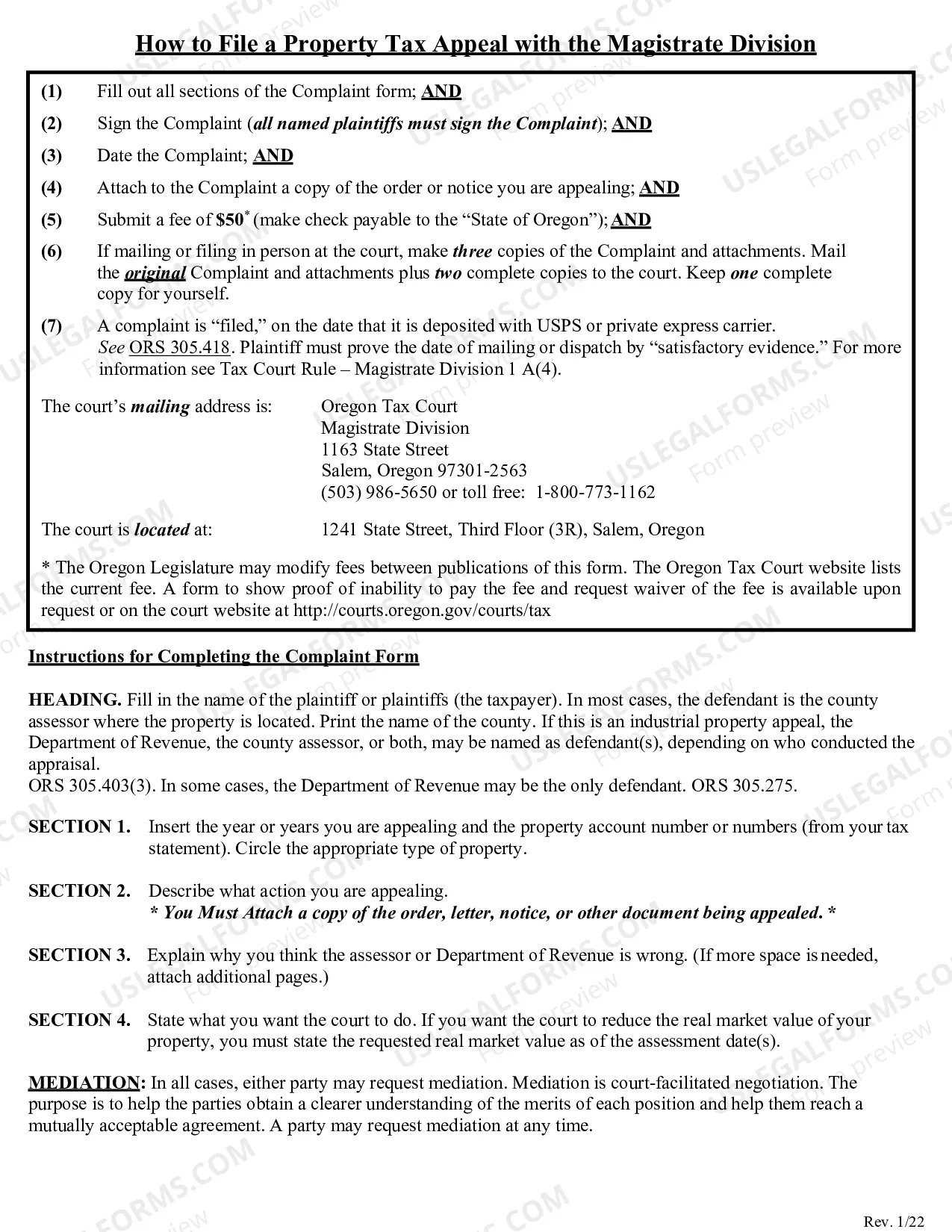 Preview Complaint (Property Tax)